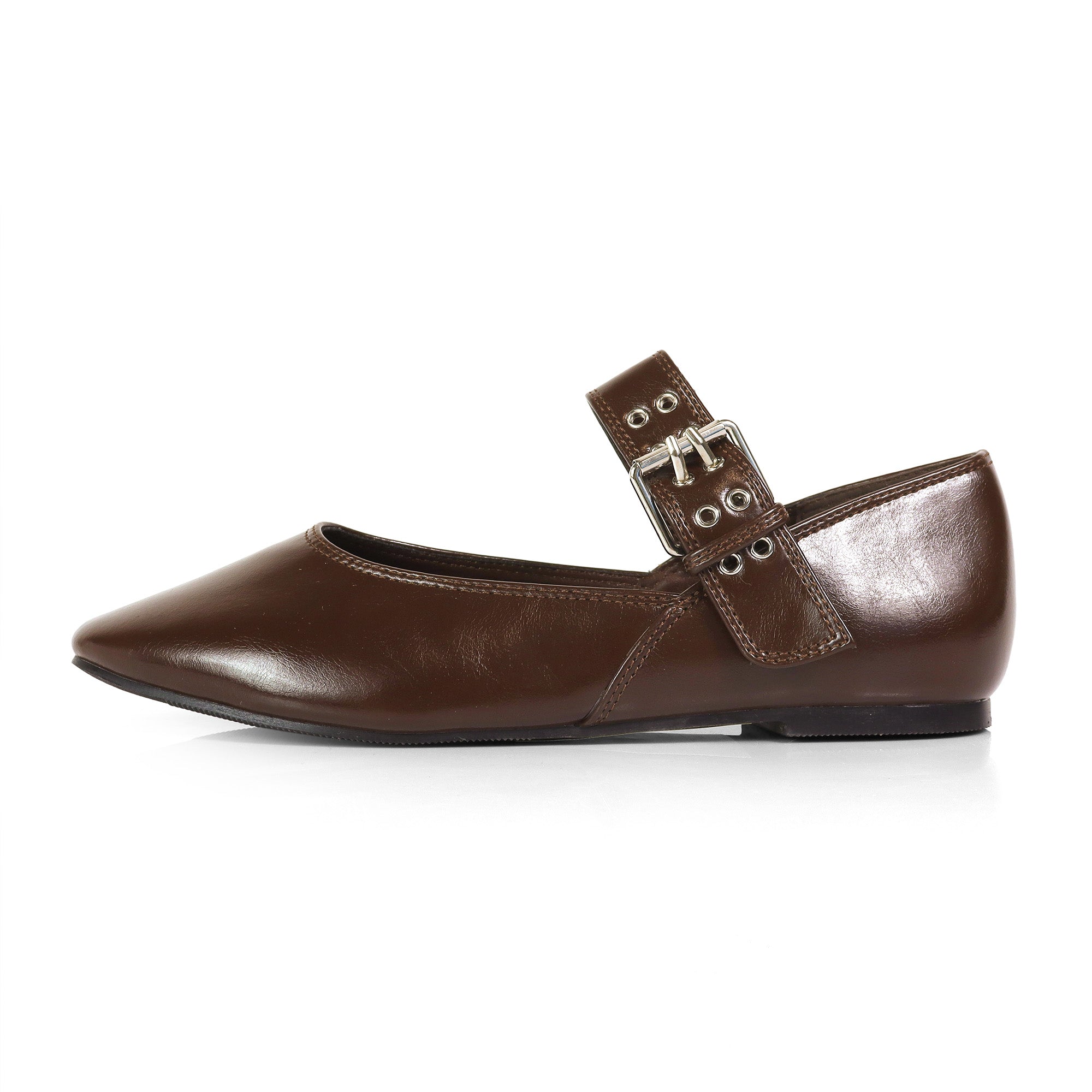 CHIARA-1 BALLERINA W/ EYELETS DETAIL ON STRAP CHOCOLATE