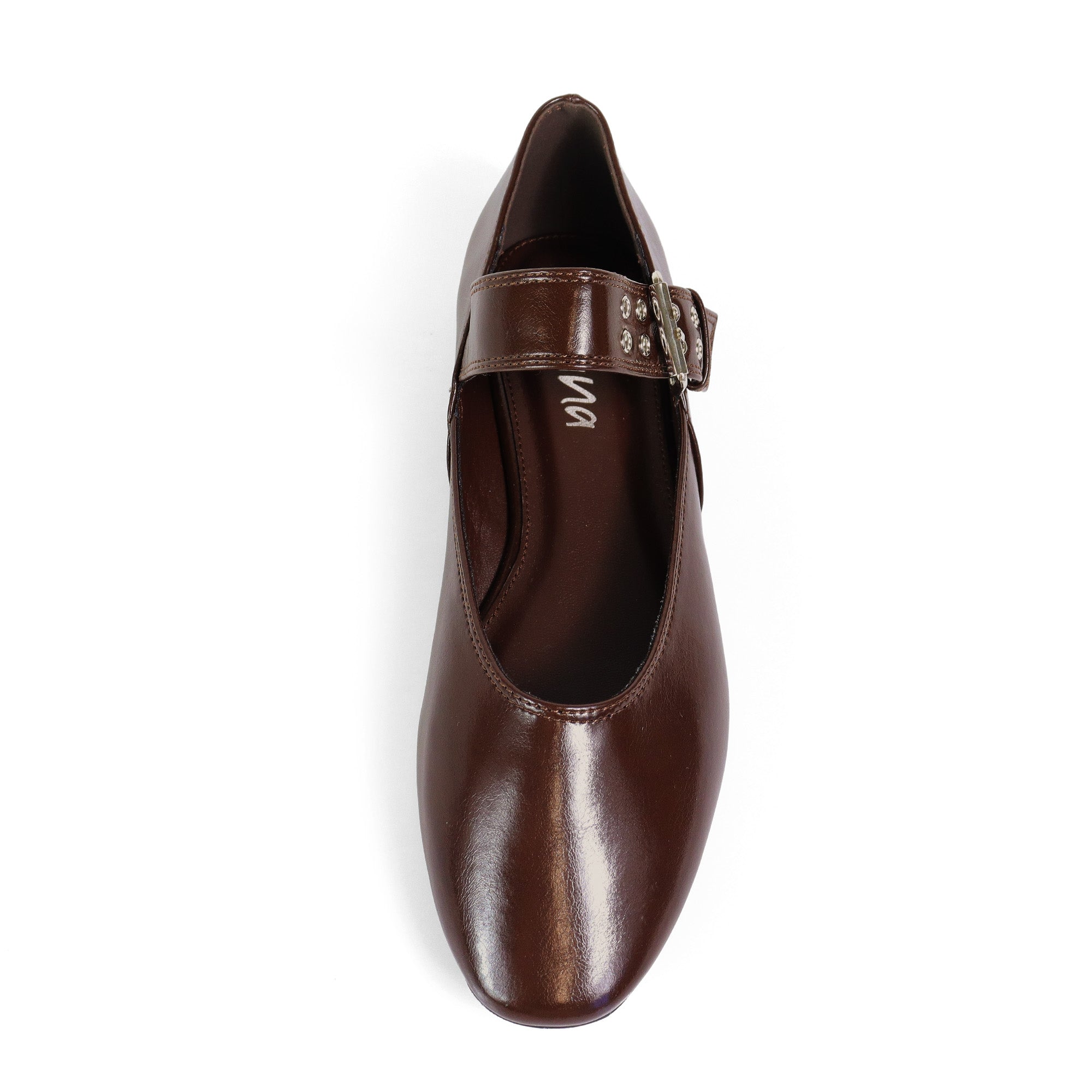 CHIARA-1 BALLERINA W/ EYELETS DETAIL ON STRAP CHOCOLATE