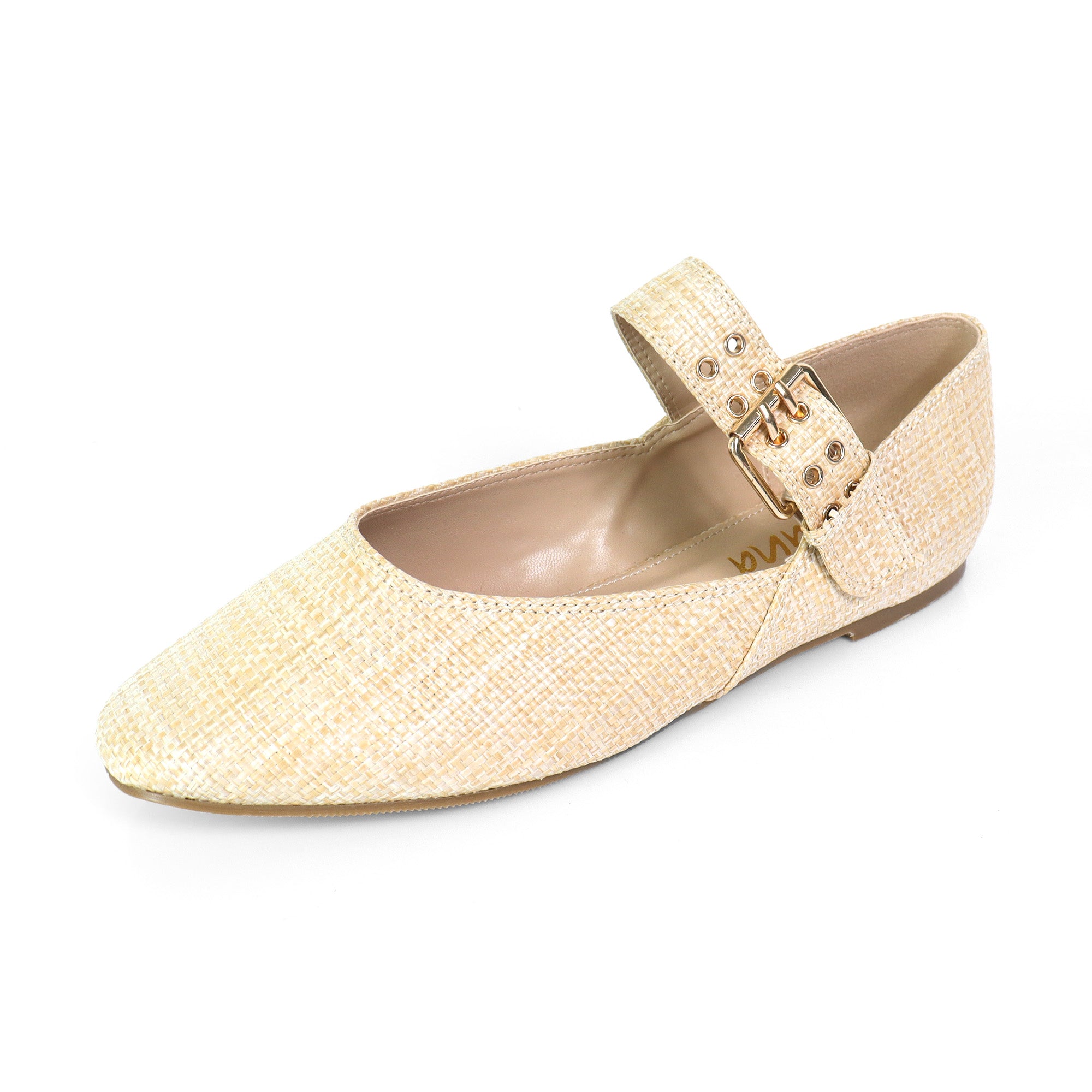 CHIARA-1 BALLERINA W/ EYELETS DETAIL ON STRAP RAFFIA