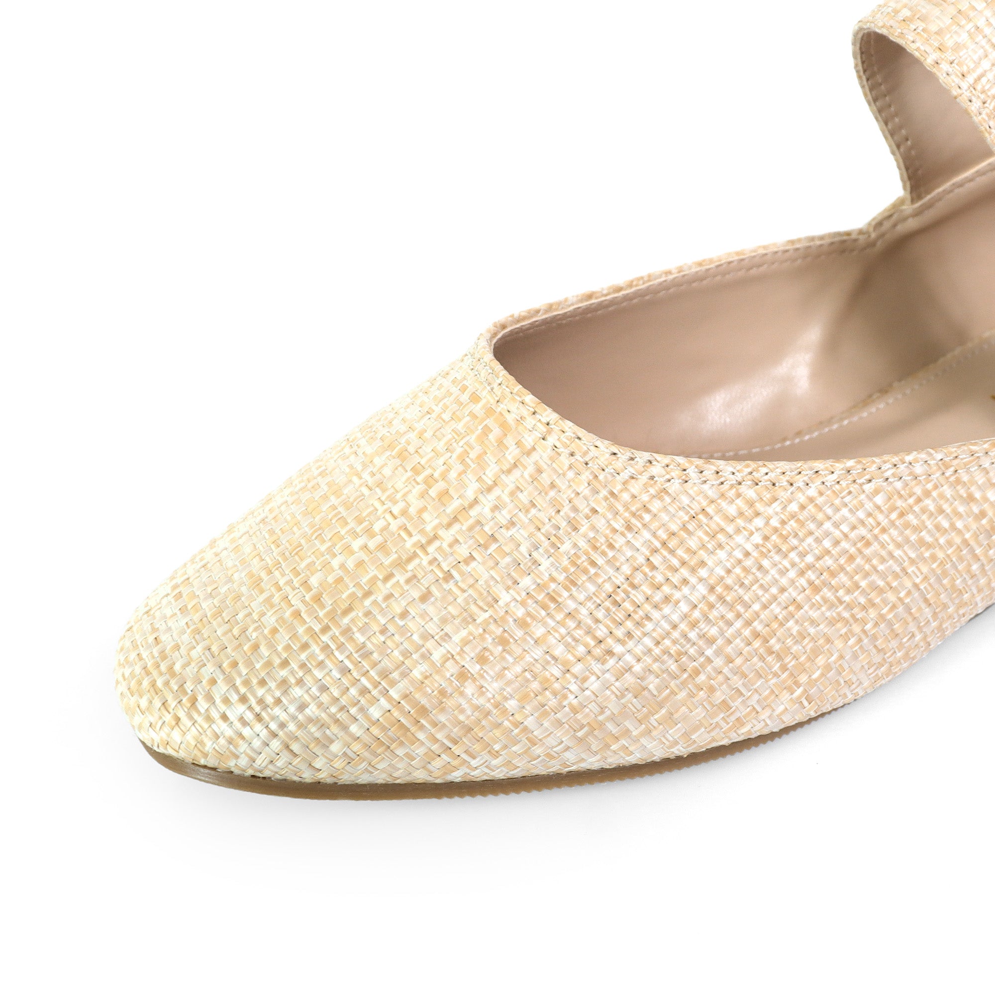 CHIARA-1 BALLERINA W/ EYELETS DETAIL ON STRAP RAFFIA