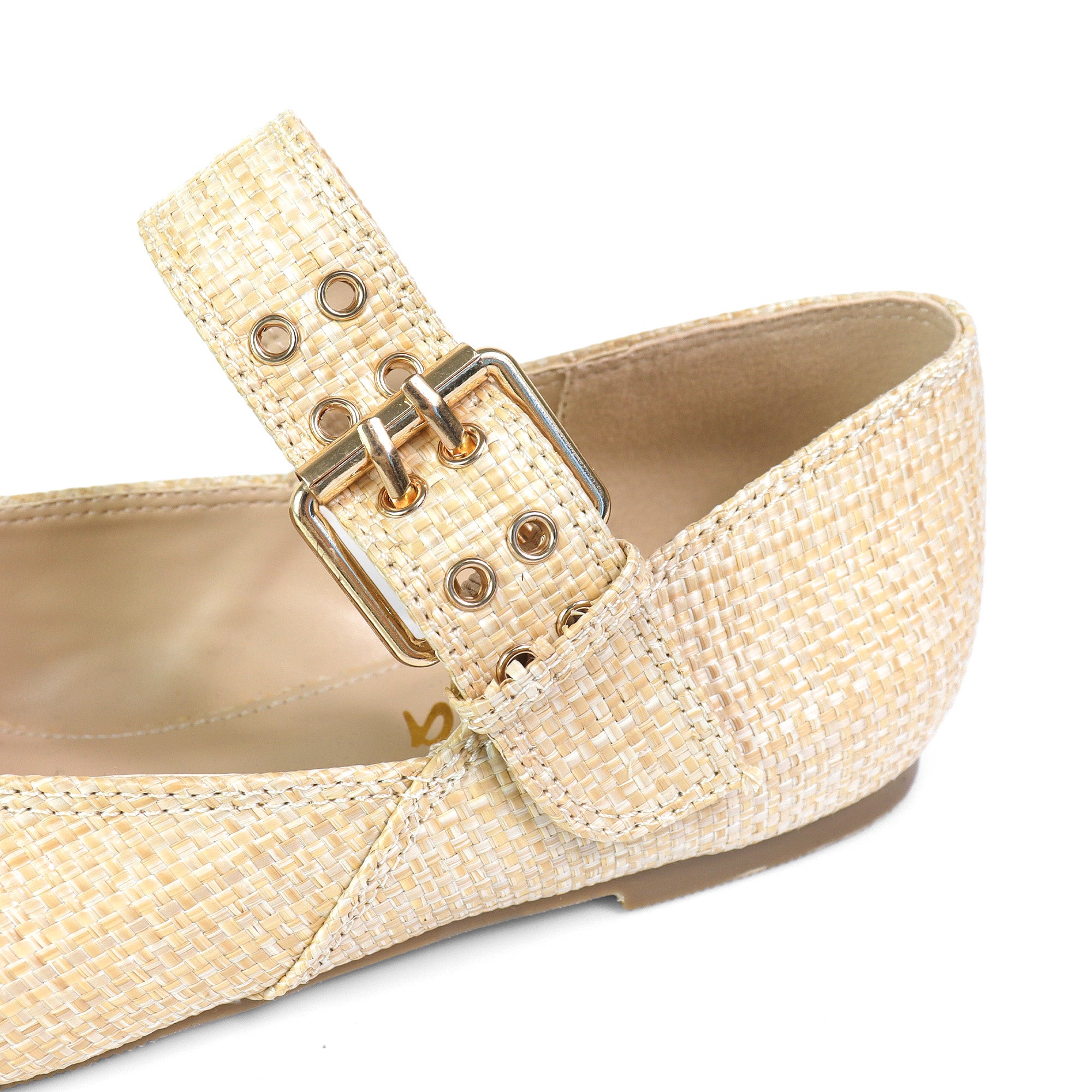 CHIARA-1 BALLERINA W/ EYELETS DETAIL ON STRAP RAFFIA
