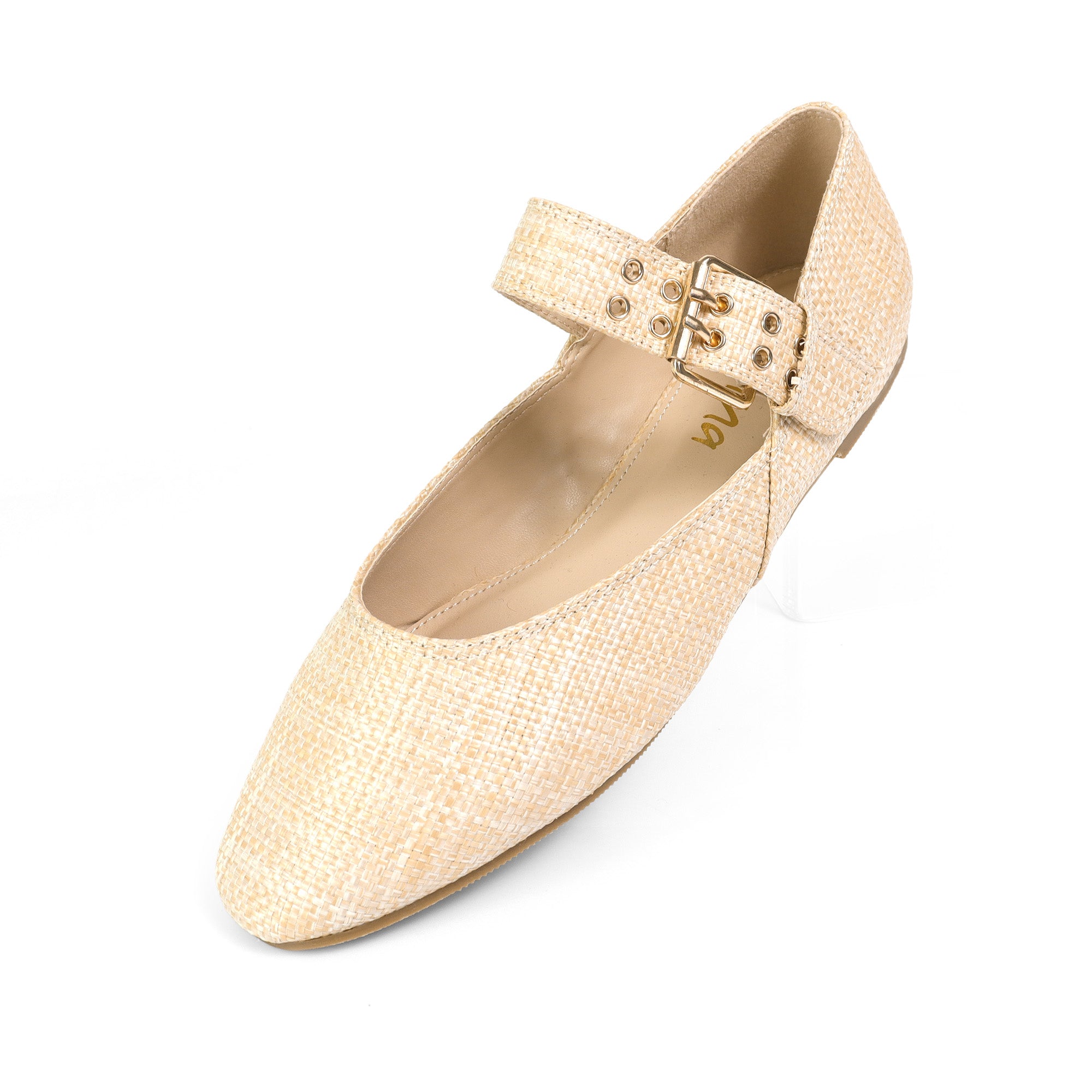 CHIARA-1 BALLERINA W/ EYELETS DETAIL ON STRAP RAFFIA
