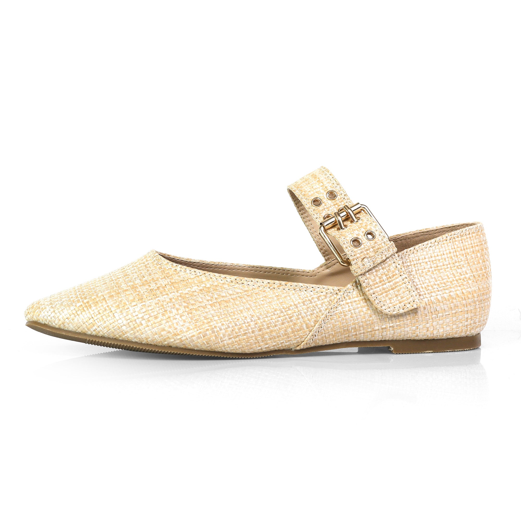 CHIARA-1 BALLERINA W/ EYELETS DETAIL ON STRAP RAFFIA