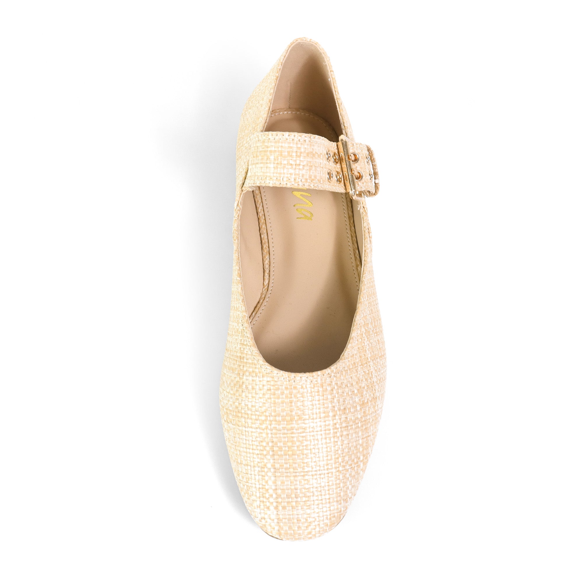 CHIARA-1 BALLERINA W/ EYELETS DETAIL ON STRAP RAFFIA
