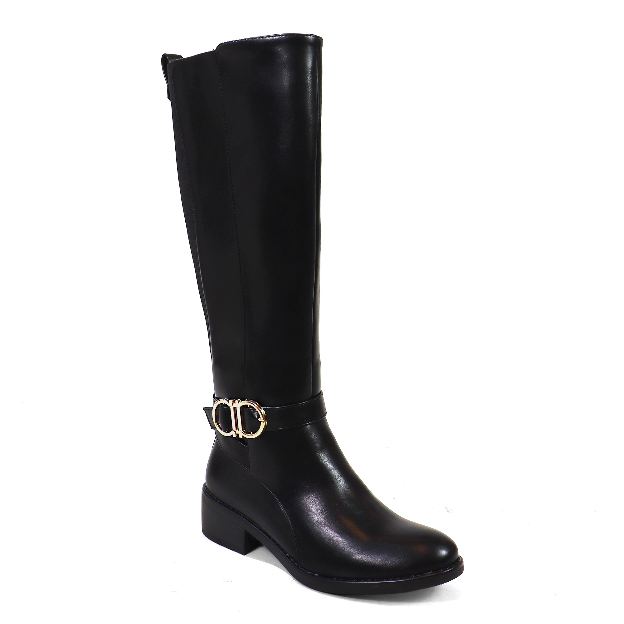 CIANNAH-1 NEE HIGH RIDING BOOTS W LUG SOLE BLACK
