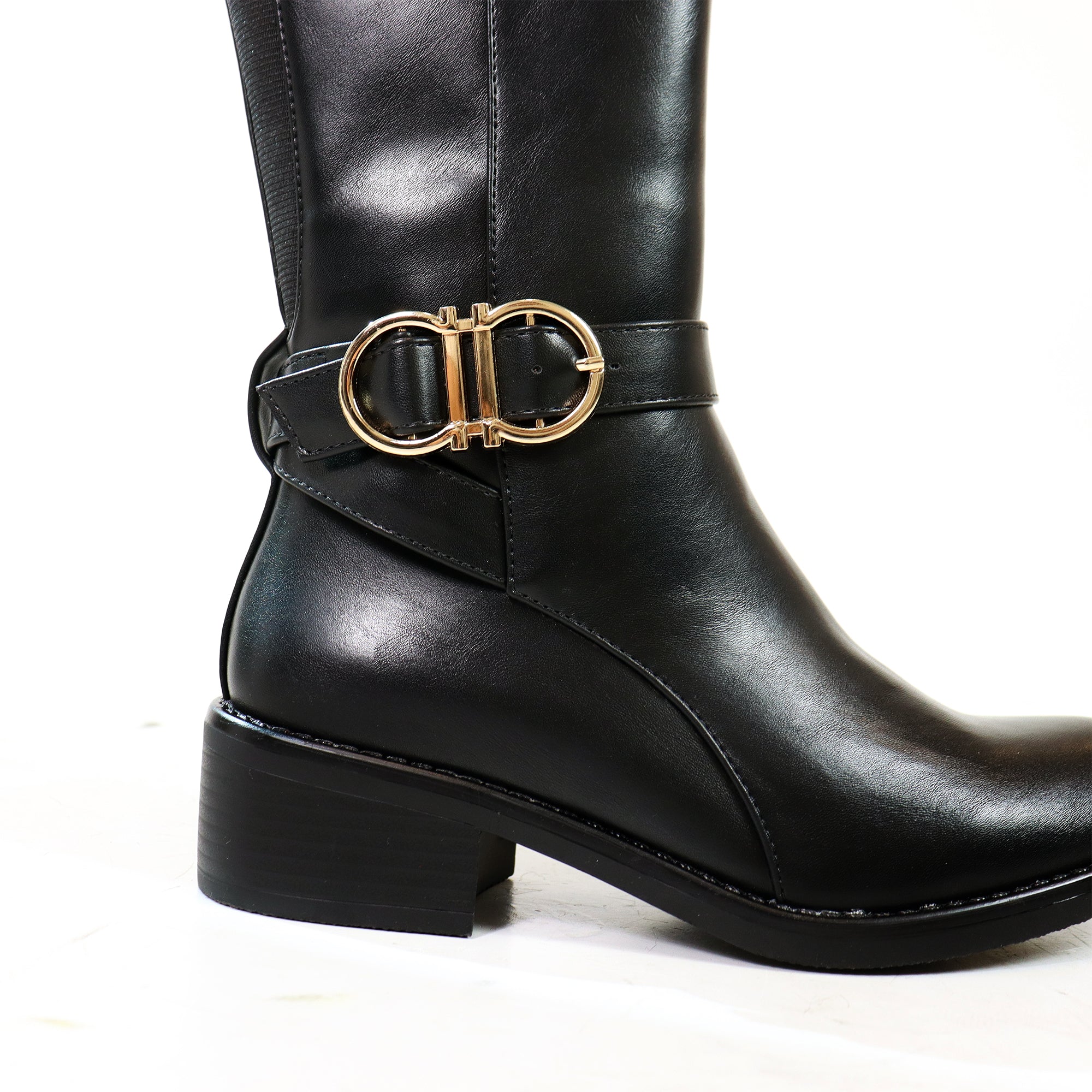 CIANNAH-1 NEE HIGH RIDING BOOTS W LUG SOLE BLACK
