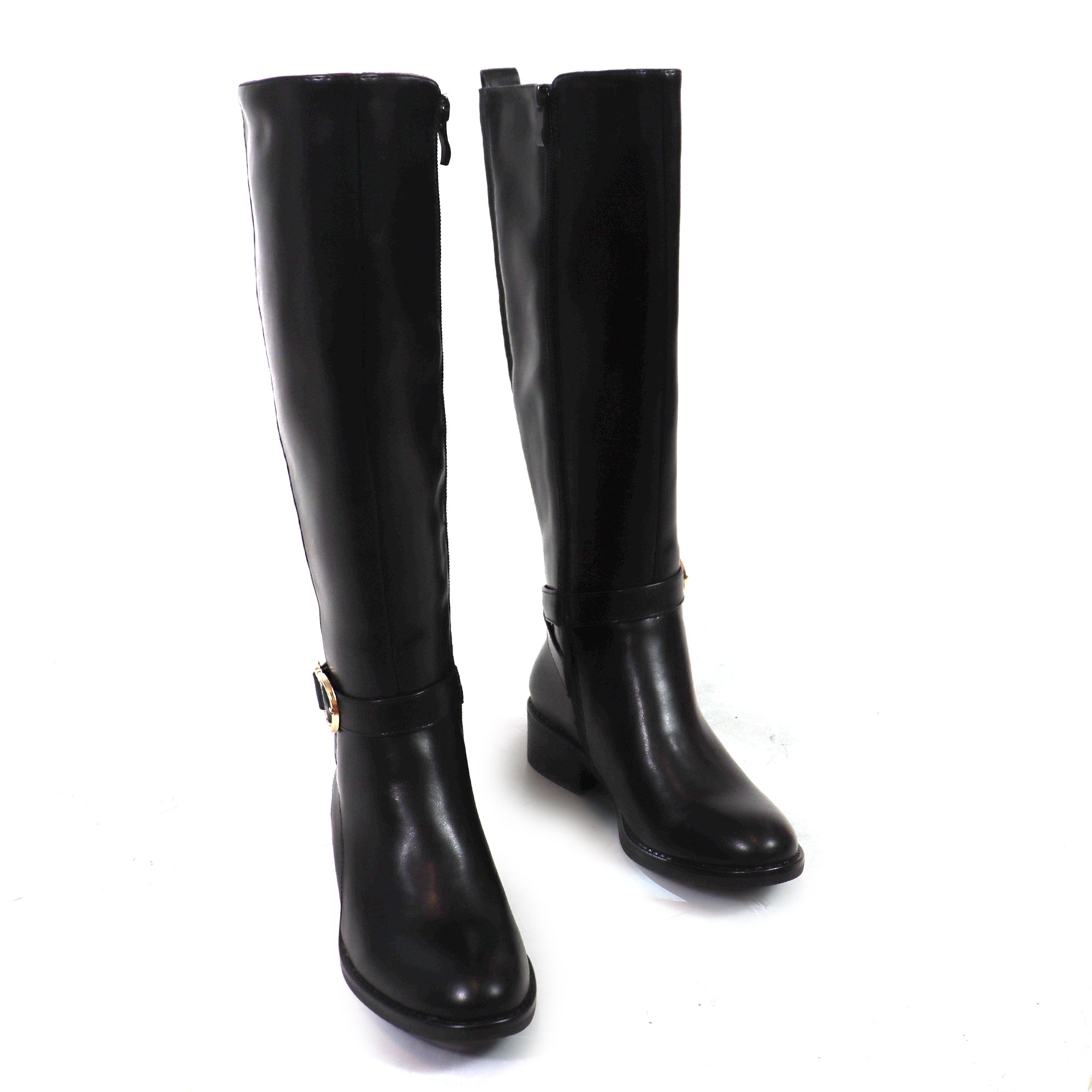 CIANNAH-1 NEE HIGH RIDING BOOTS W LUG SOLE BLACK