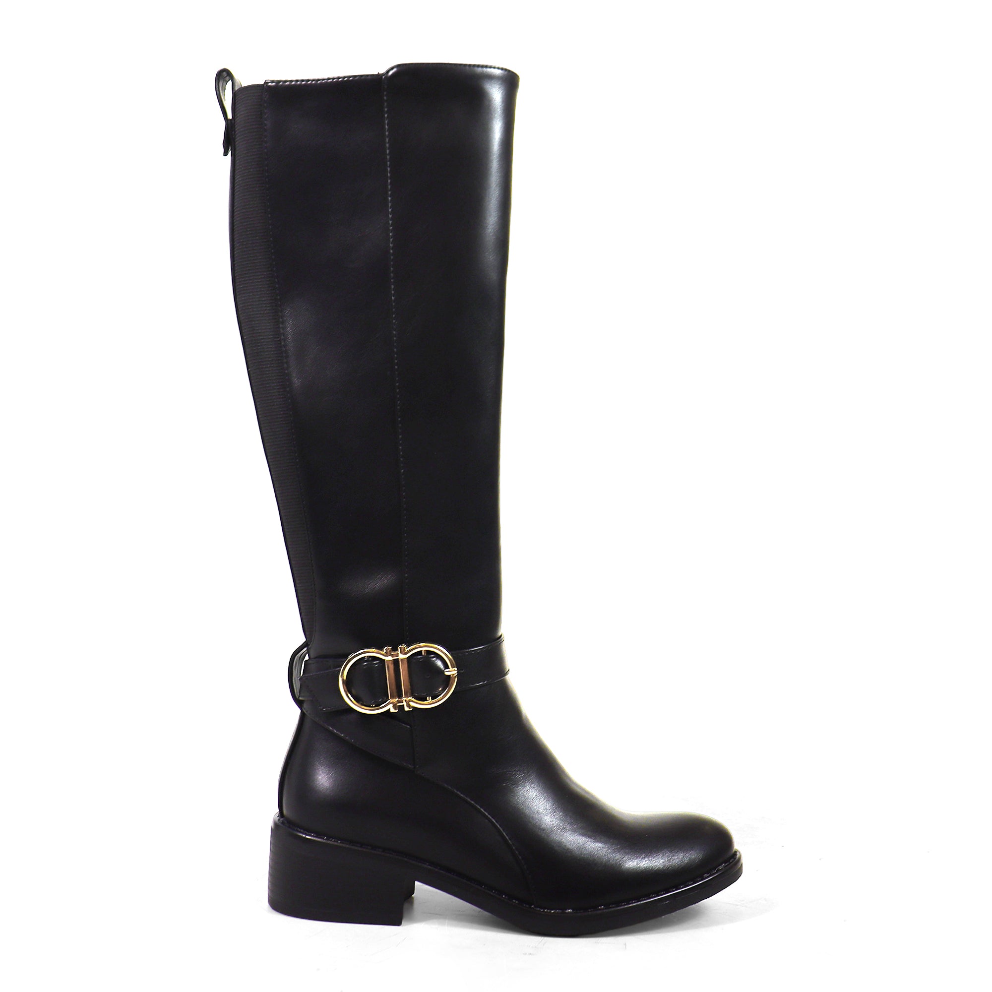 CIANNAH-1 NEE HIGH RIDING BOOTS W LUG SOLE BLACK