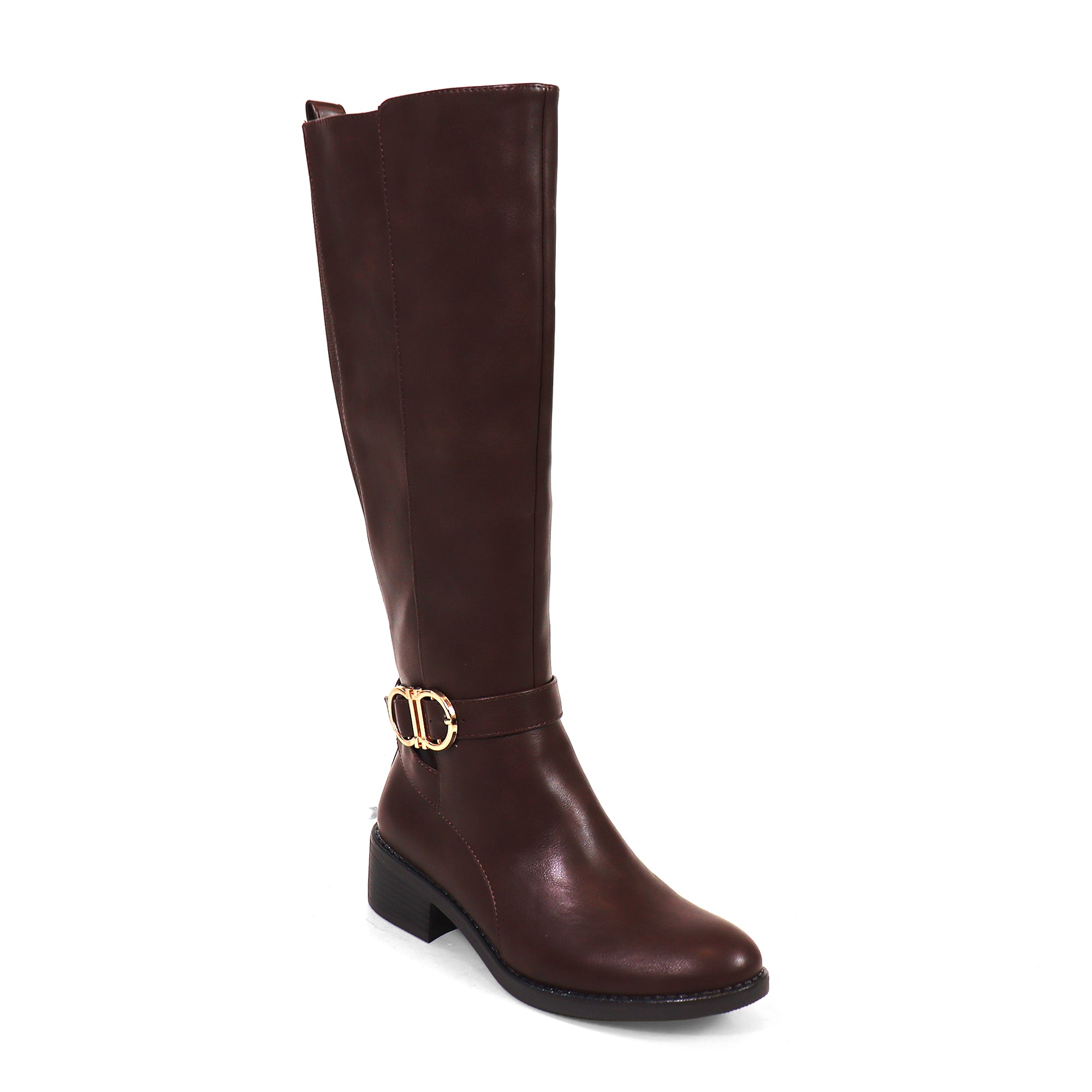 CIANNAH-1 NEE HIGH RIDING BOOTS W LUG SOLE CHOCOLATE