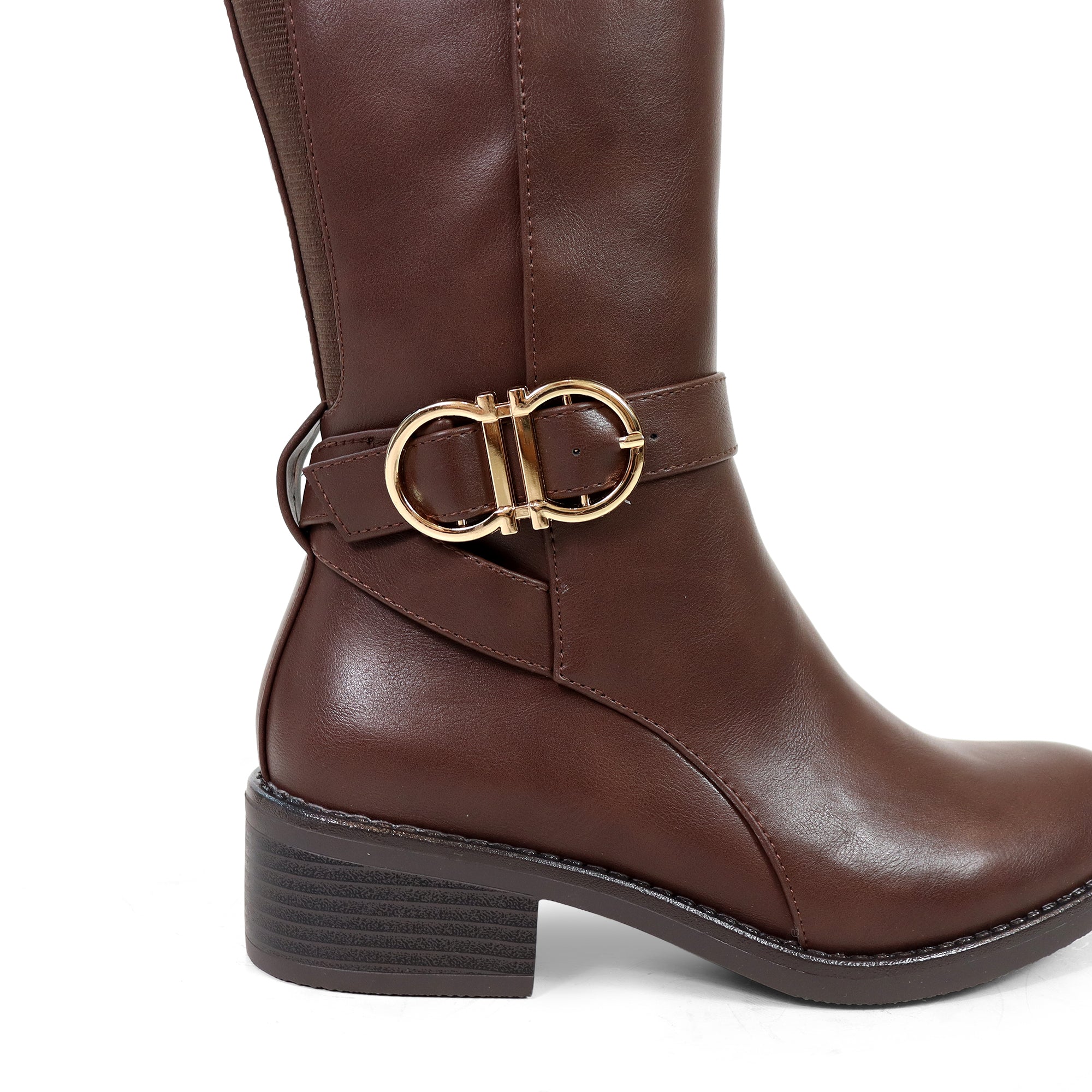 CIANNAH-1 NEE HIGH RIDING BOOTS W LUG SOLE CHOCOLATE
