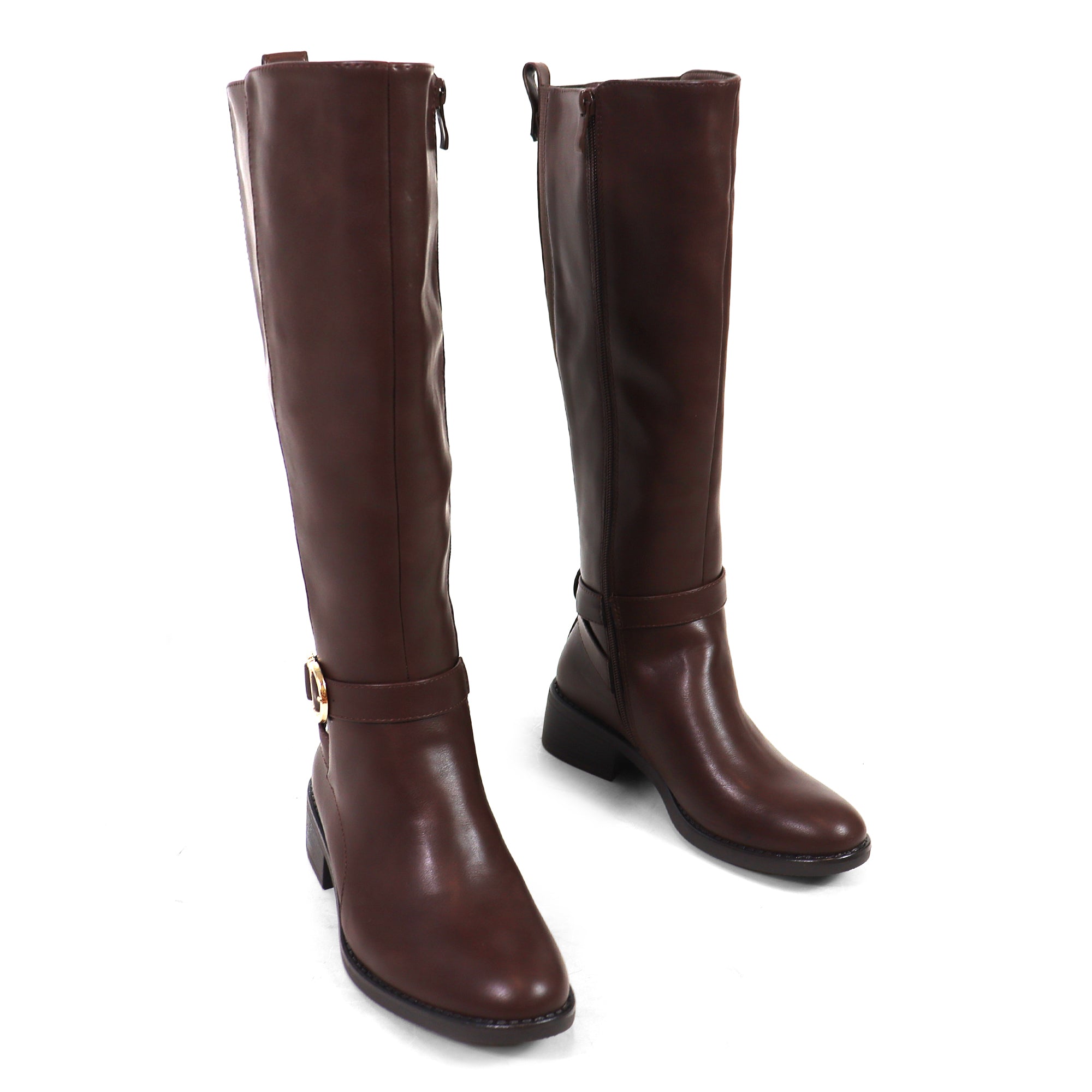 CIANNAH-1 NEE HIGH RIDING BOOTS W LUG SOLE CHOCOLATE