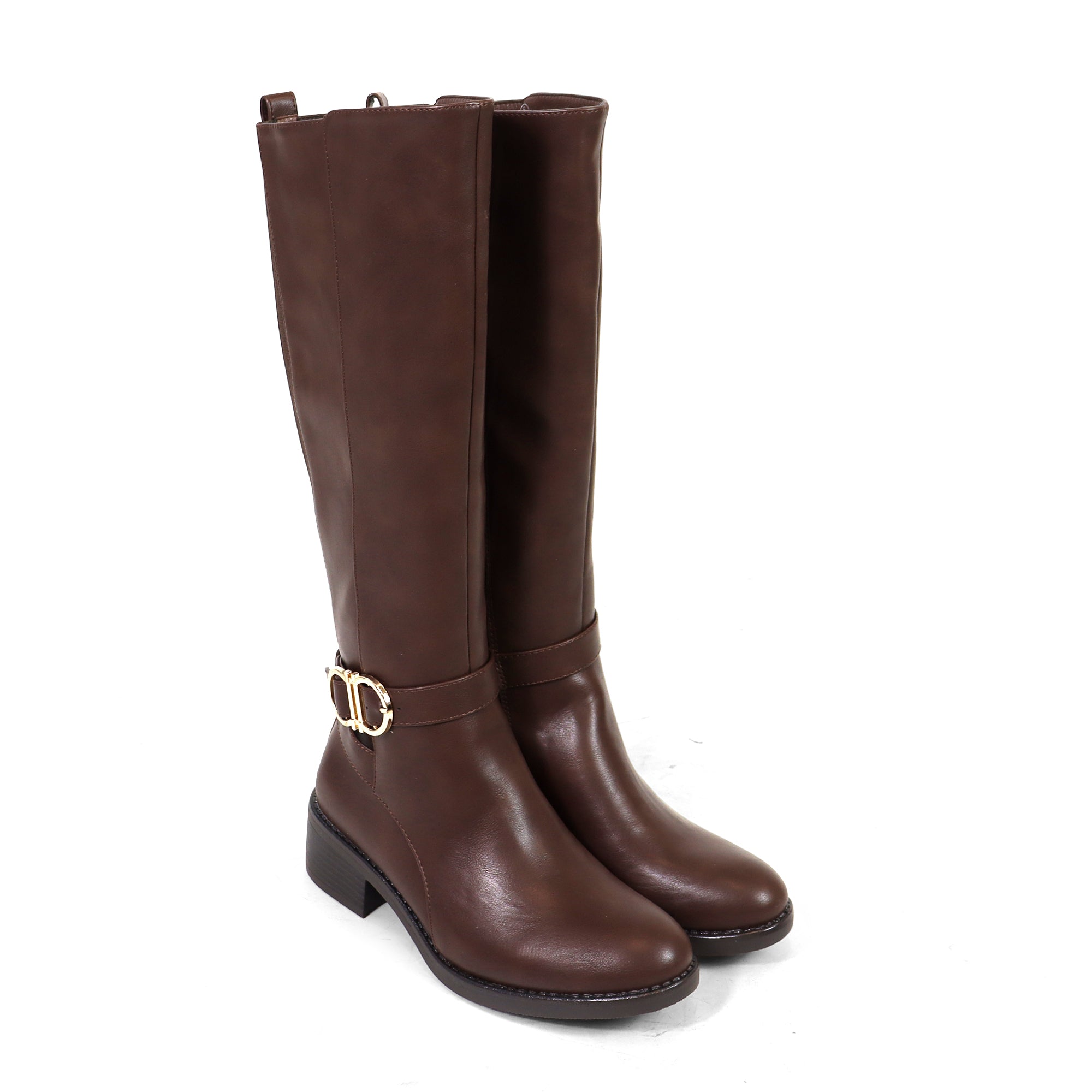 CIANNAH-1 NEE HIGH RIDING BOOTS W LUG SOLE CHOCOLATE