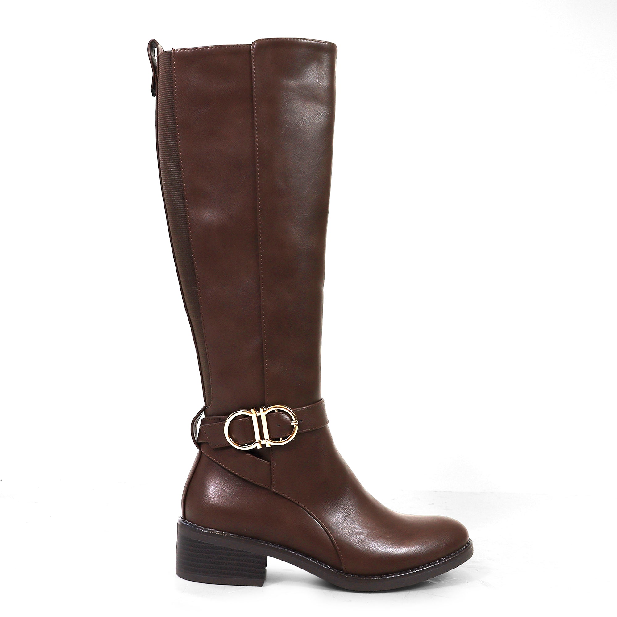 CIANNAH-1 NEE HIGH RIDING BOOTS W LUG SOLE CHOCOLATE