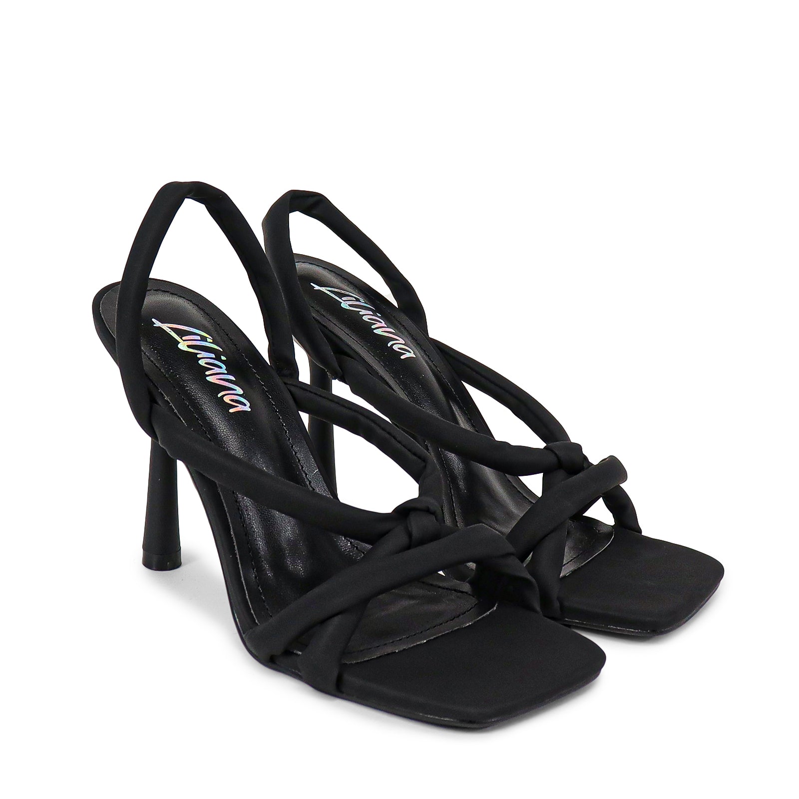 CLARA-1 OPEN TOE BPPHPP KNOT DETAIL HEELED SANDAL-BLACK