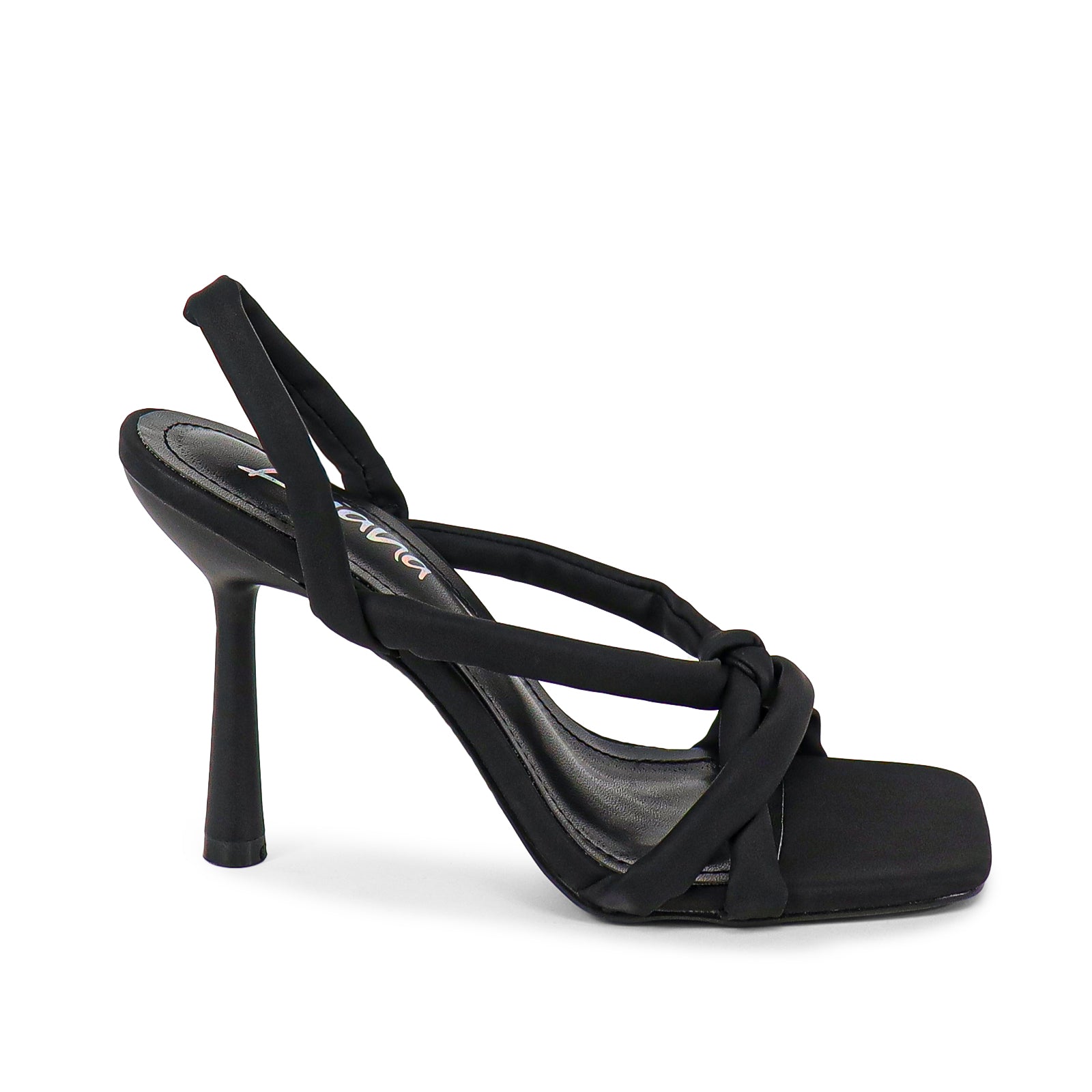 CLARA-1 OPEN TOE BPPHPP KNOT DETAIL HEELED SANDAL-BLACK