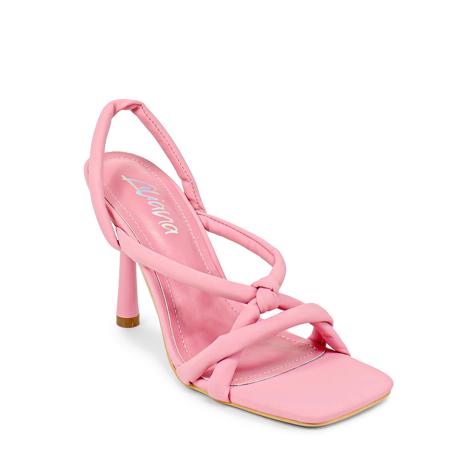 CLARA-1 OPEN TOE BPPHPP KNOT DETAIL HEELED SANDAL-PINK