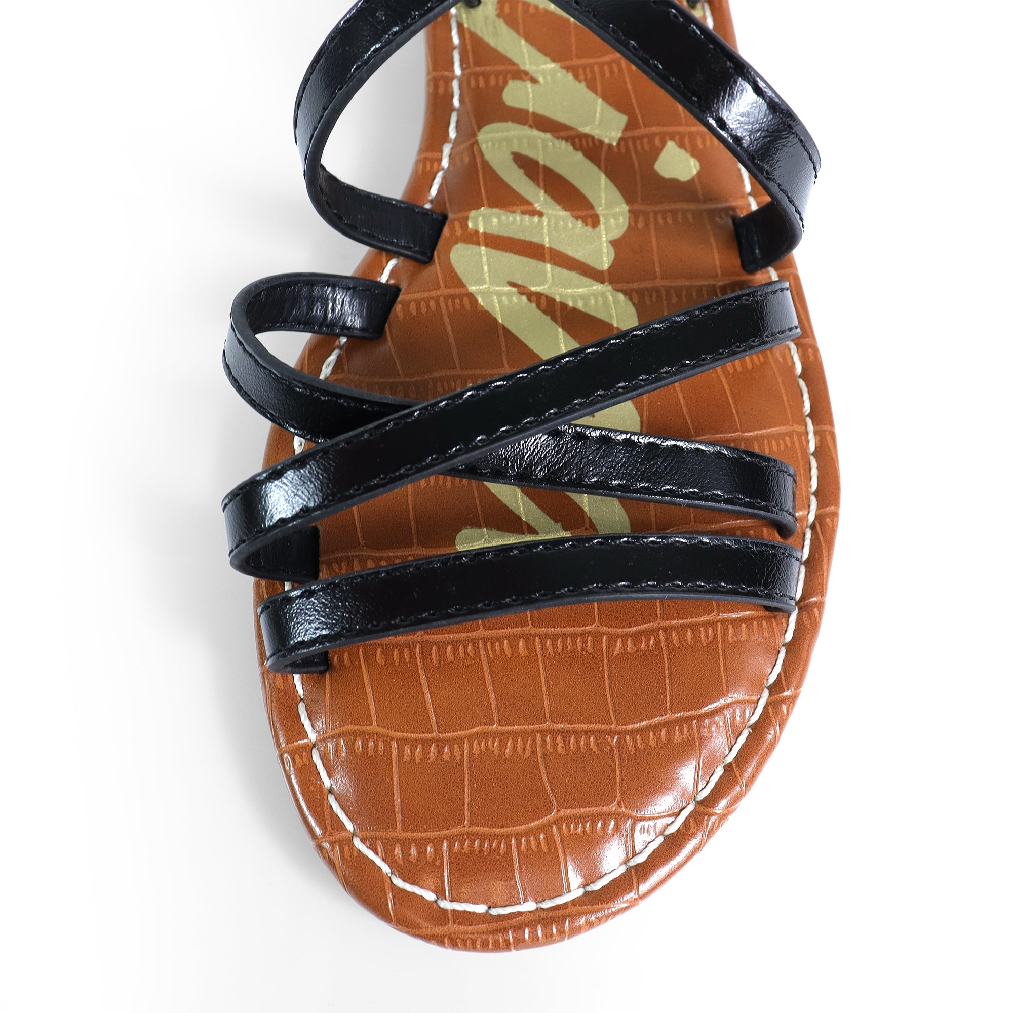 CLARISSA-27 STRAP SANDAL W/ CROC FOOTBED DETAIL BLACK