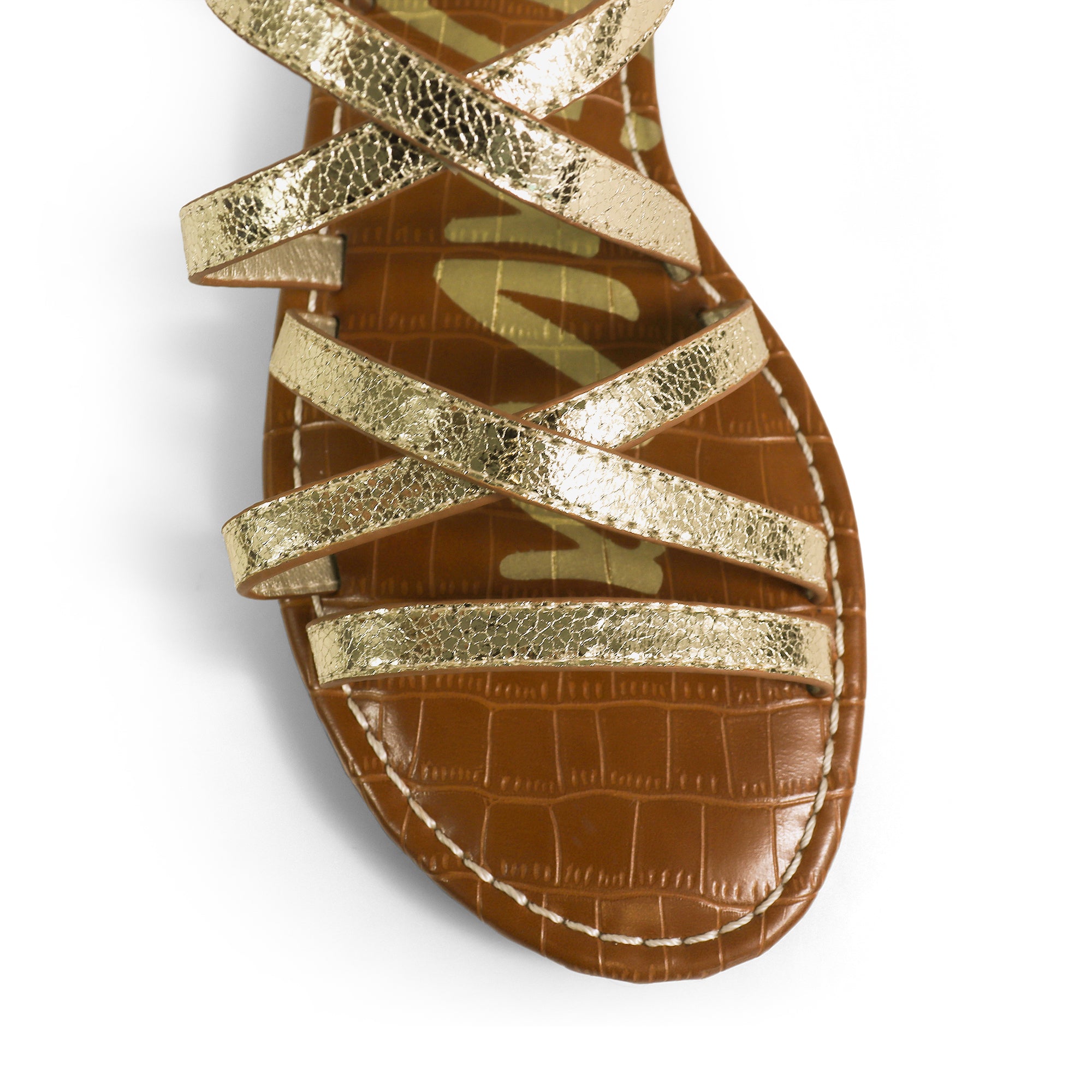 CLARISSA-27 STRAP SANDAL W/ CROC FOOTBED DETAIL GOLD