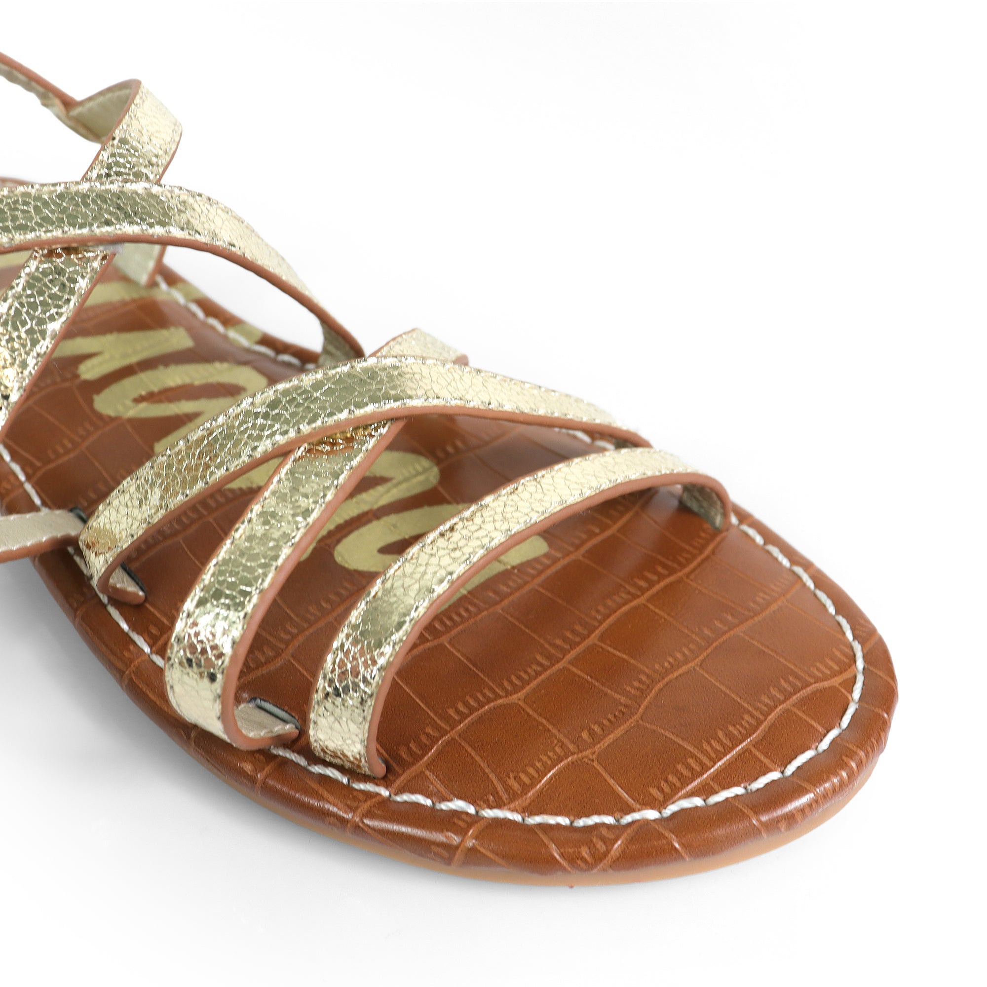 CLARISSA-27 STRAP SANDAL W/ CROC FOOTBED DETAIL GOLD