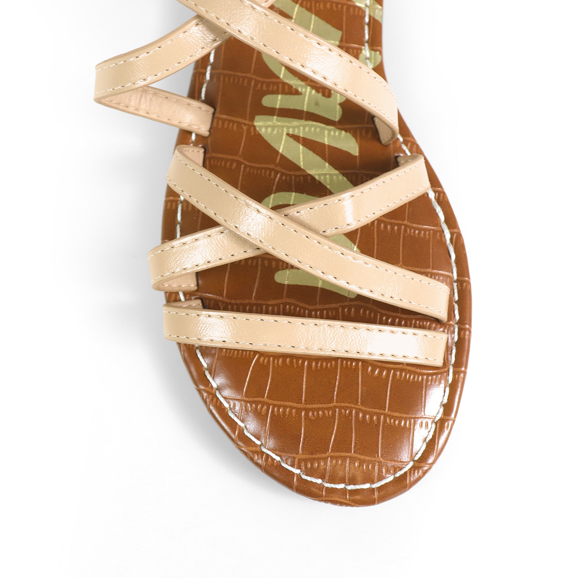 CLARISSA-27 STRAP SANDAL W/ CROC FOOTBED DETAIL NUDE