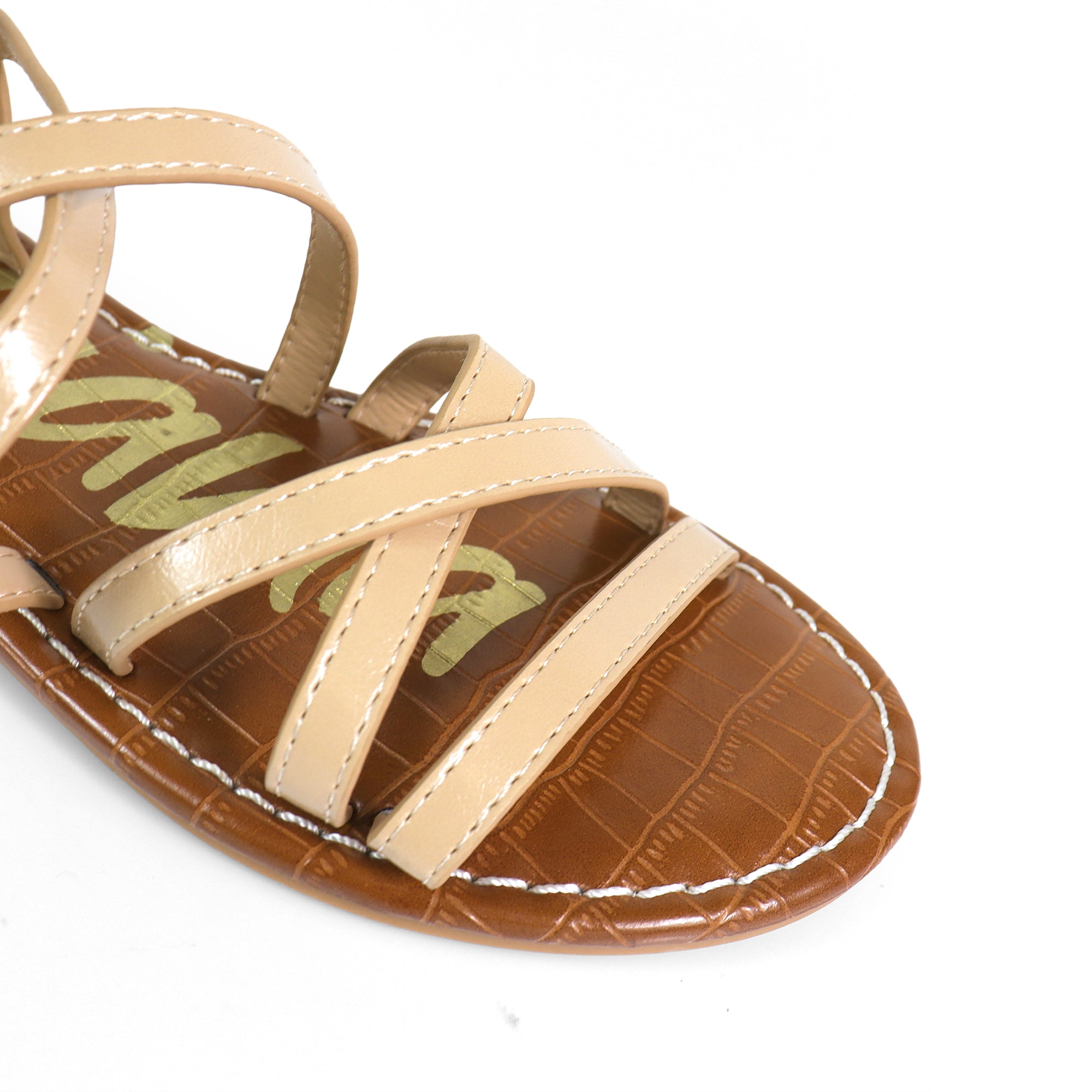 CLARISSA-27 STRAP SANDAL W/ CROC FOOTBED DETAIL NUDE
