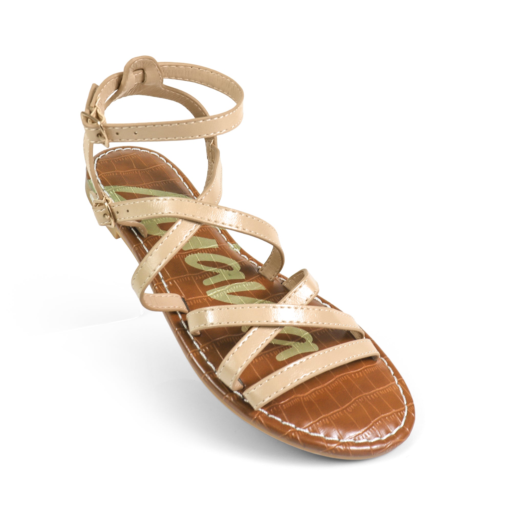 CLARISSA-27 STRAP SANDAL W/ CROC FOOTBED DETAIL NUDE