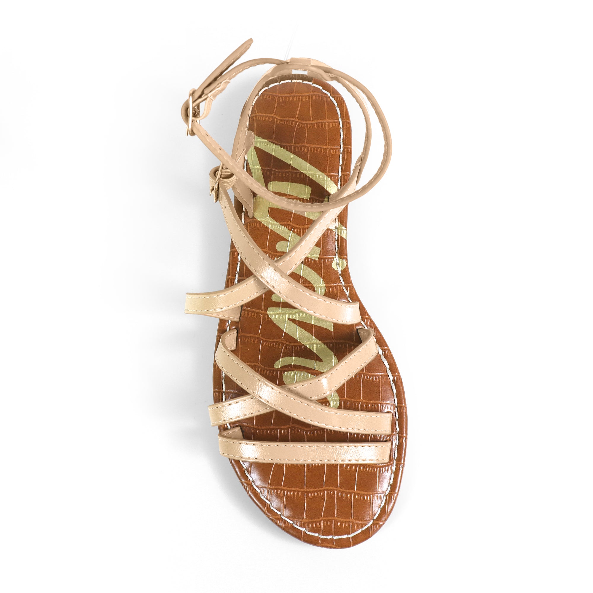 CLARISSA-27 STRAP SANDAL W/ CROC FOOTBED DETAIL NUDE