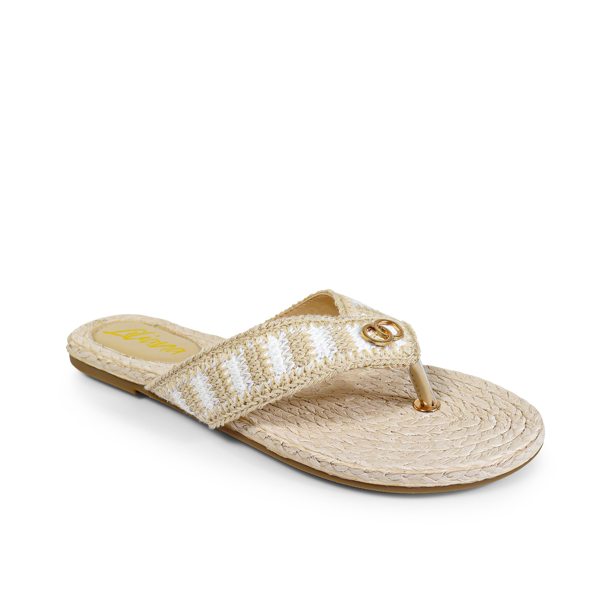 COCO-2  KNIT UPPER THONG W/ SANDAL BEIGE