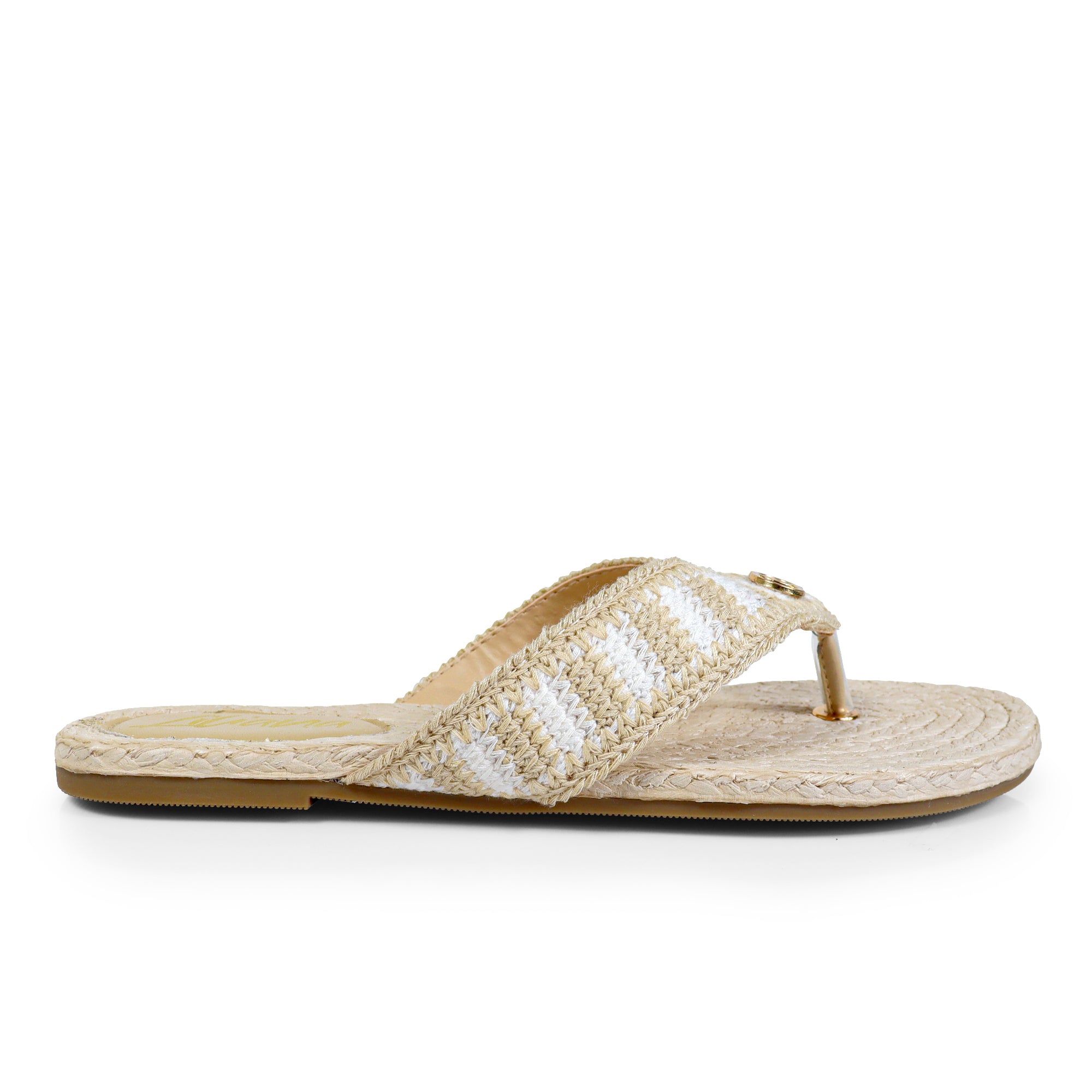 COCO-2  KNIT UPPER THONG W/ SANDAL BEIGE