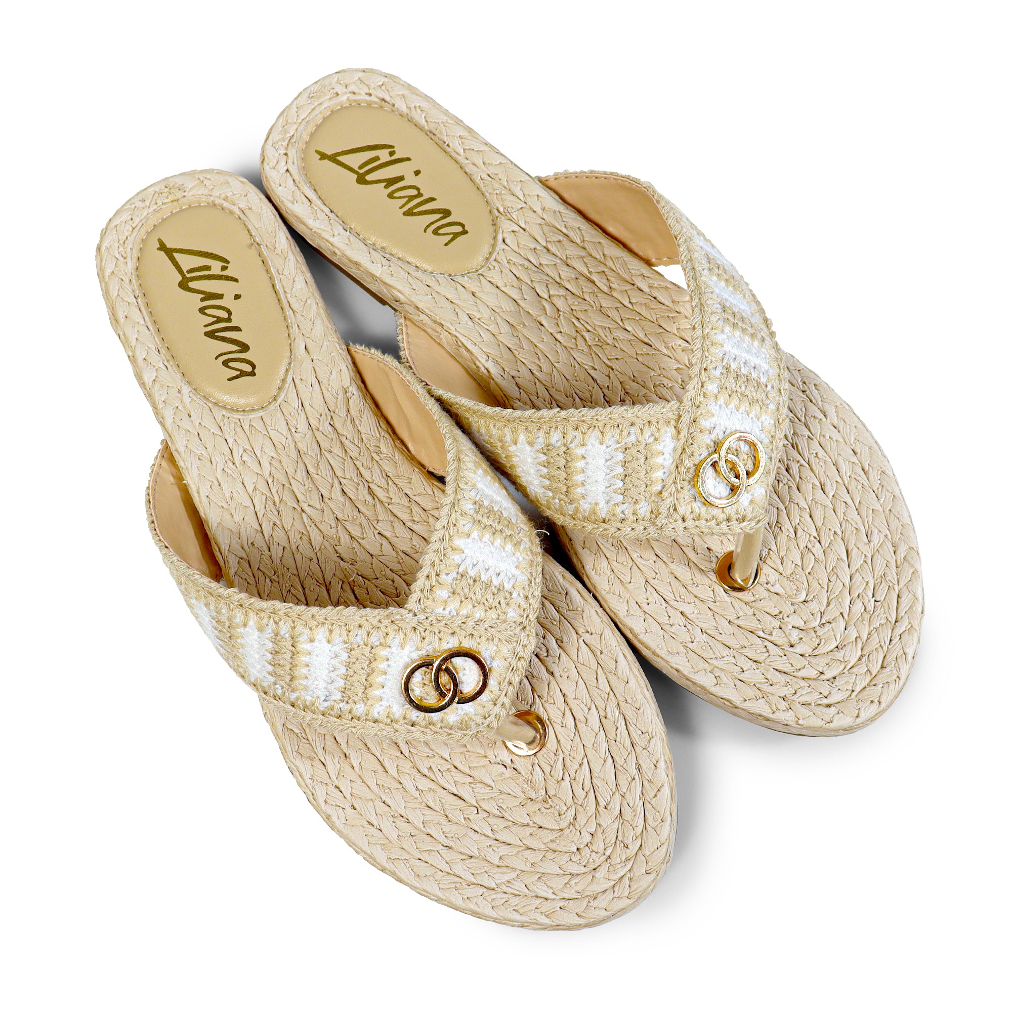 COCO-2  KNIT UPPER THONG W/ SANDAL BEIGE
