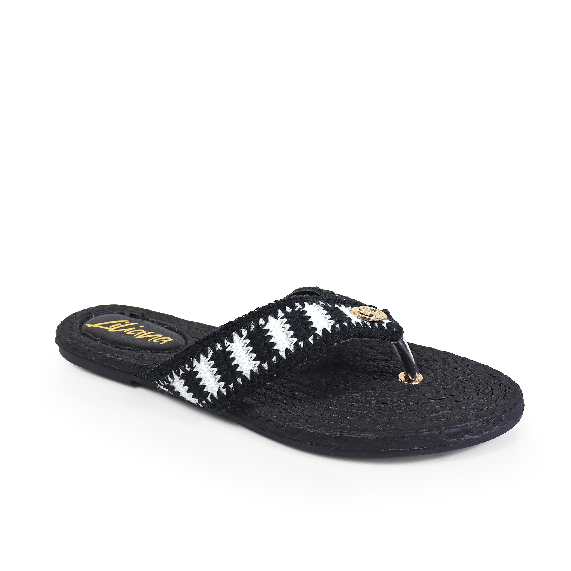 COCO-2  KNIT UPPER THONG W/ SANDAL BLACK