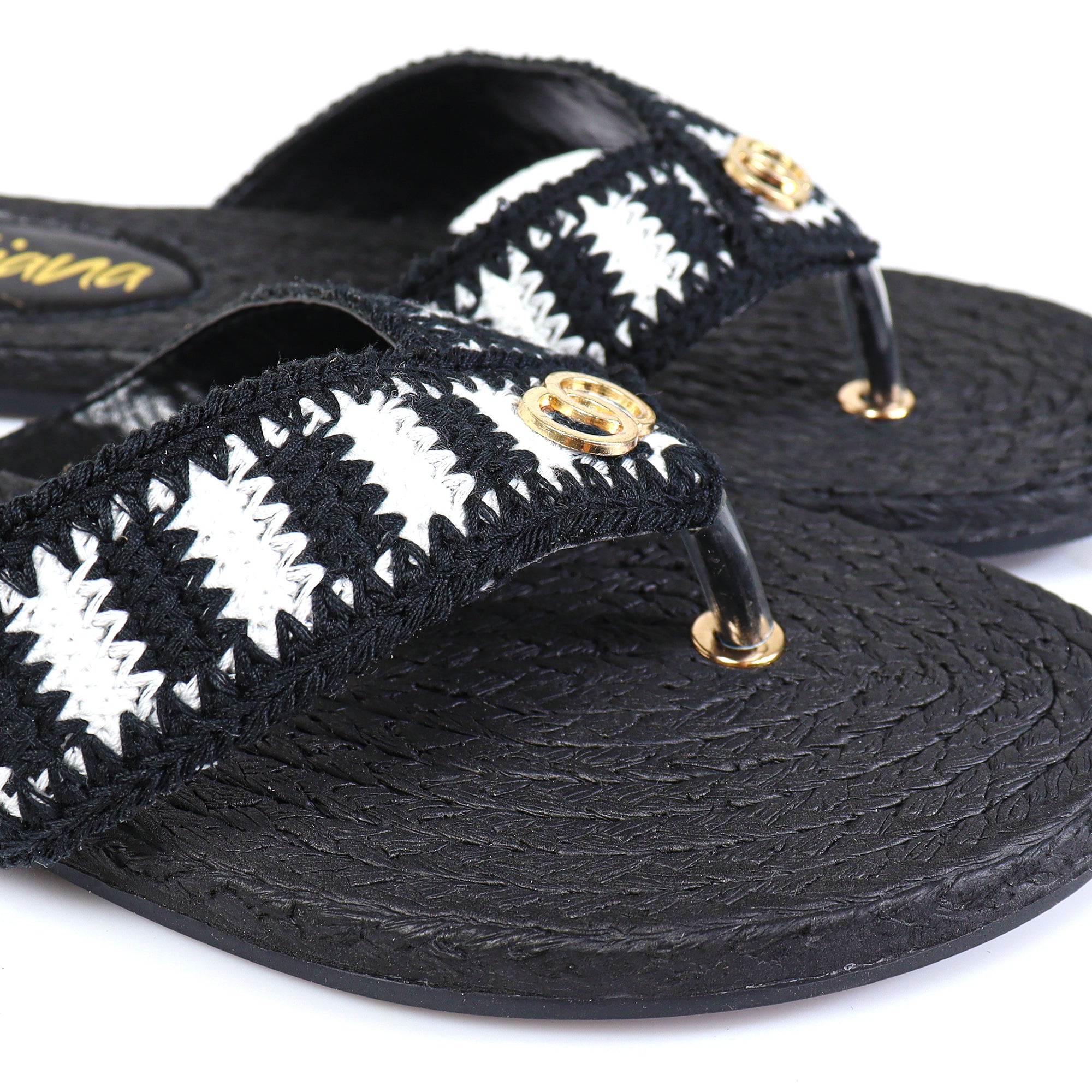 COCO-2  KNIT UPPER THONG W/ SANDAL BLACK