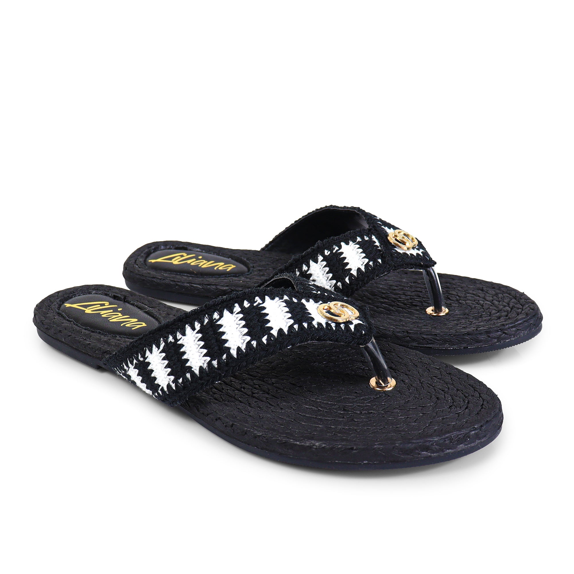 COCO-2  KNIT UPPER THONG W/ SANDAL BLACK