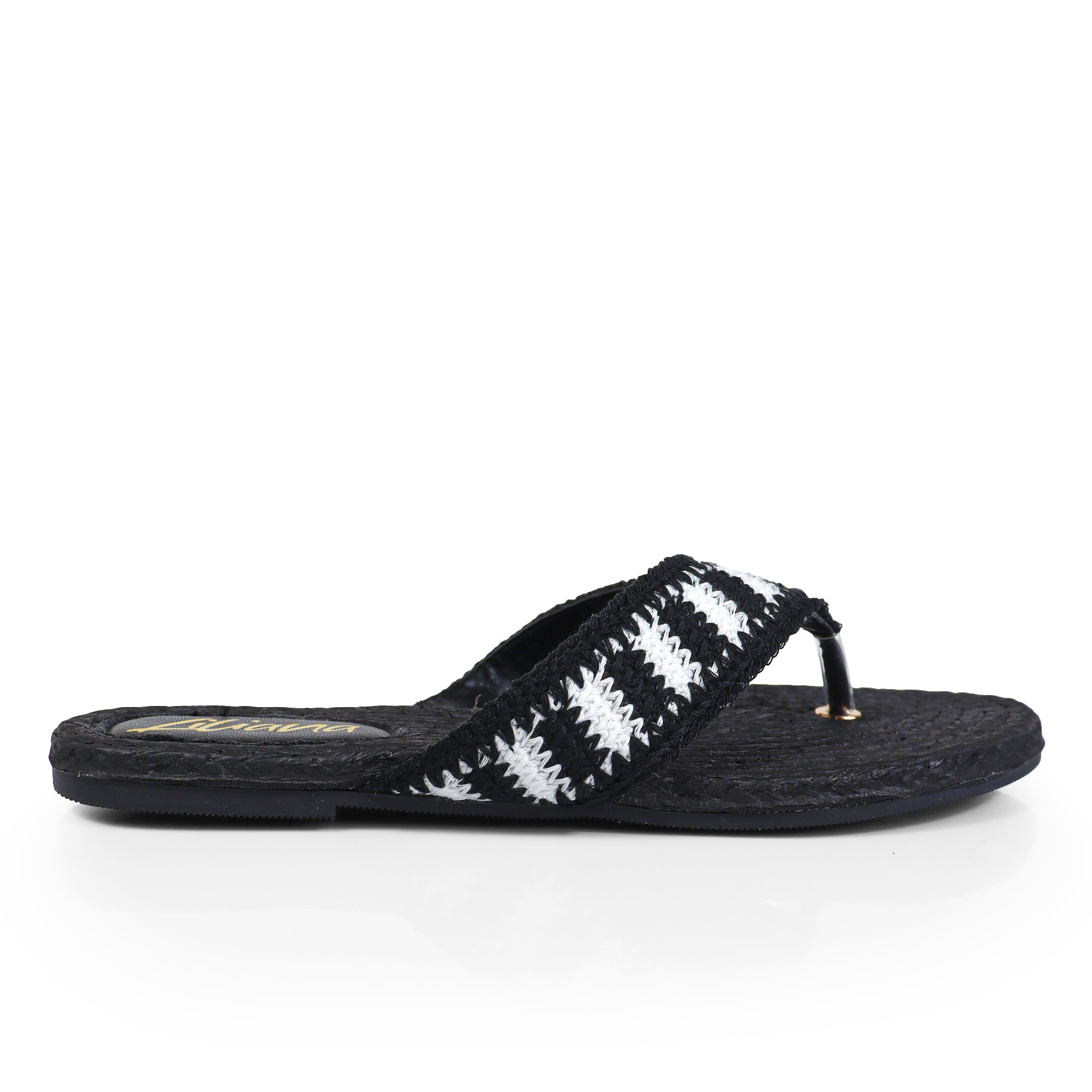 COCO-2  KNIT UPPER THONG W/ SANDAL BLACK