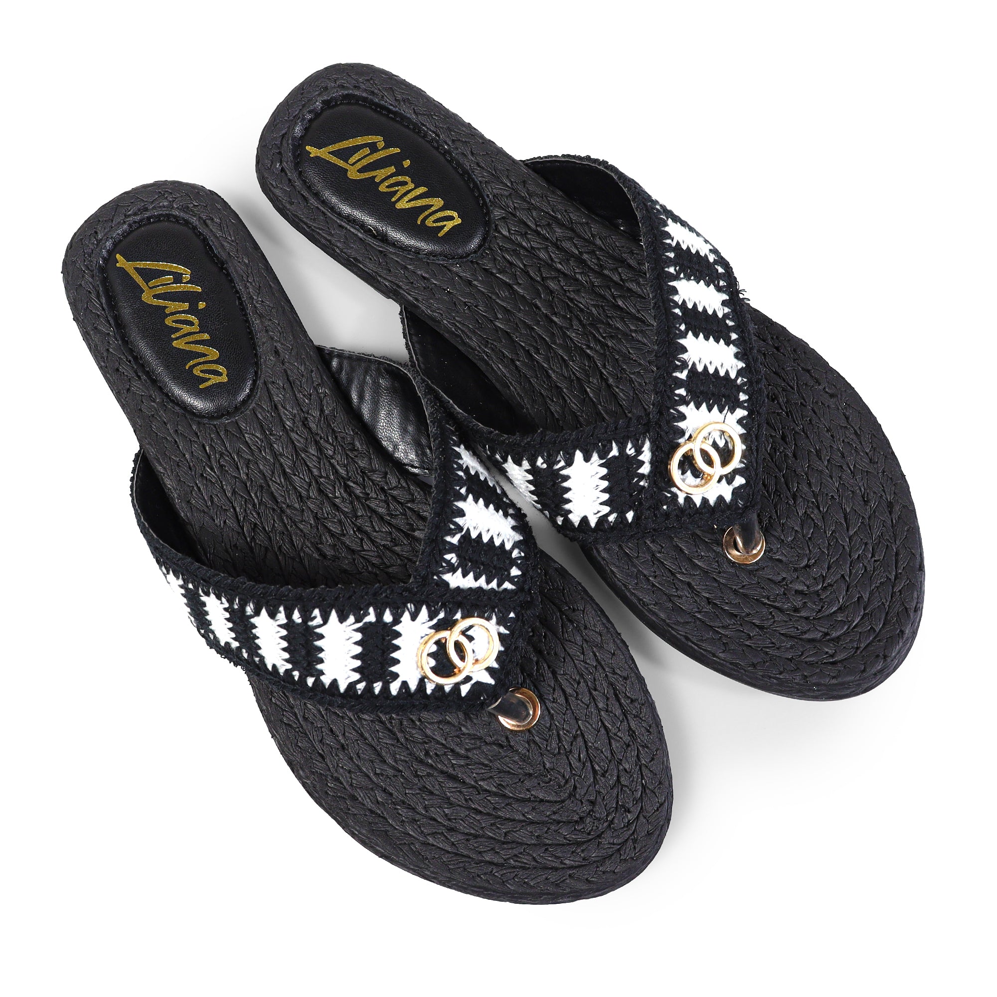 COCO-2  KNIT UPPER THONG W/ SANDAL BLACK