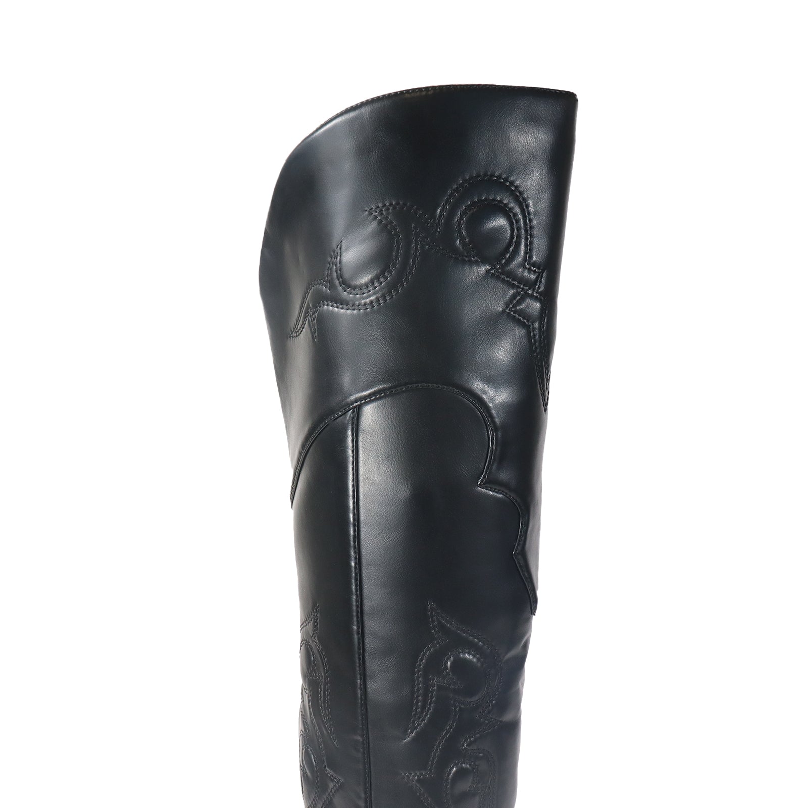 CORY-2 POINTED TOE OVERKNEE HIGH COWBOY BOOT W/ CHUNCKY BLACK