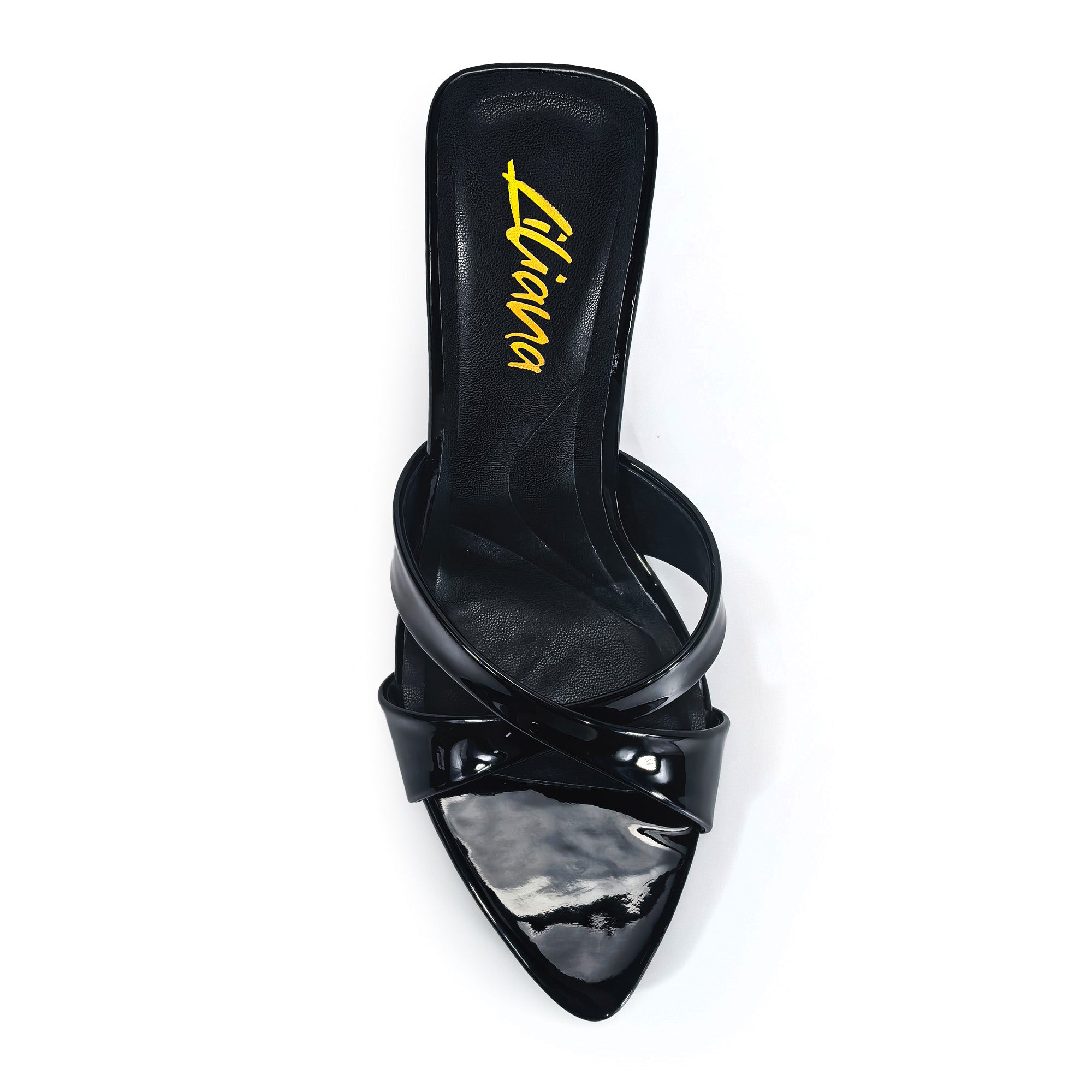CYNTHIA-8 POINTY TOE CRISS-CROSS MULE HEEL BLACK