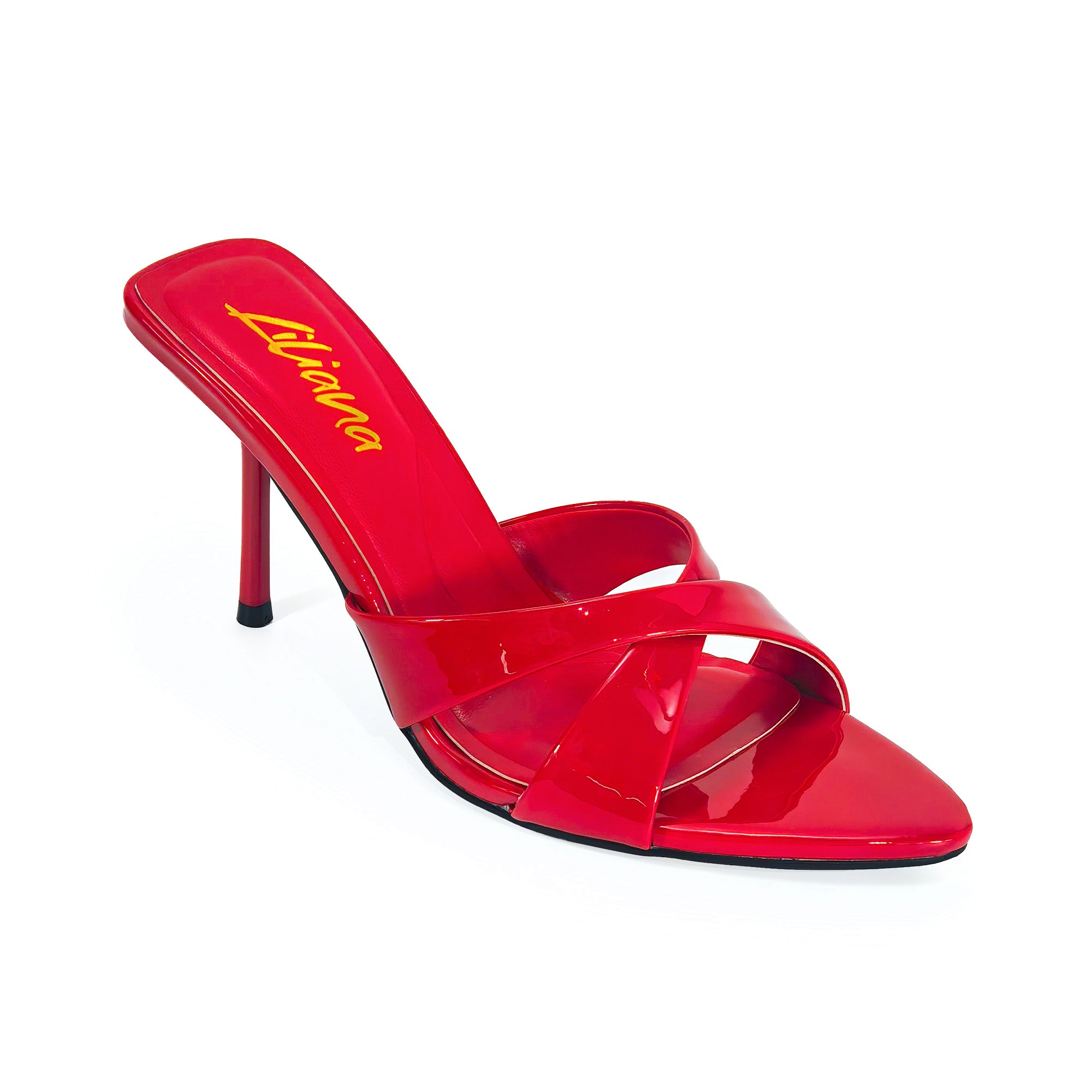 CYNTHIA-8 POINTY TOE CRISS-CROSS MULE HEEL RED