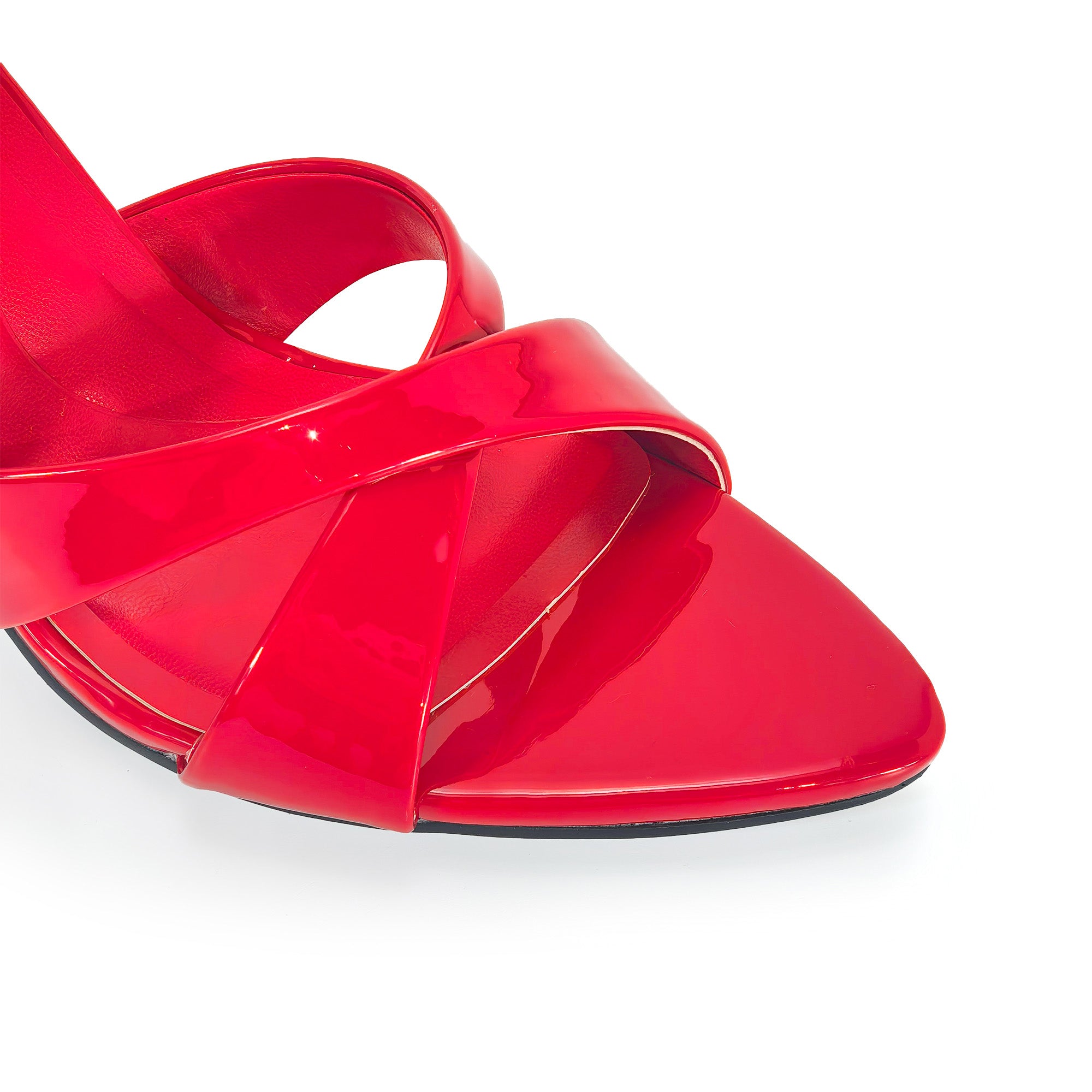 CYNTHIA-8 POINTY TOE CRISS-CROSS MULE HEEL RED