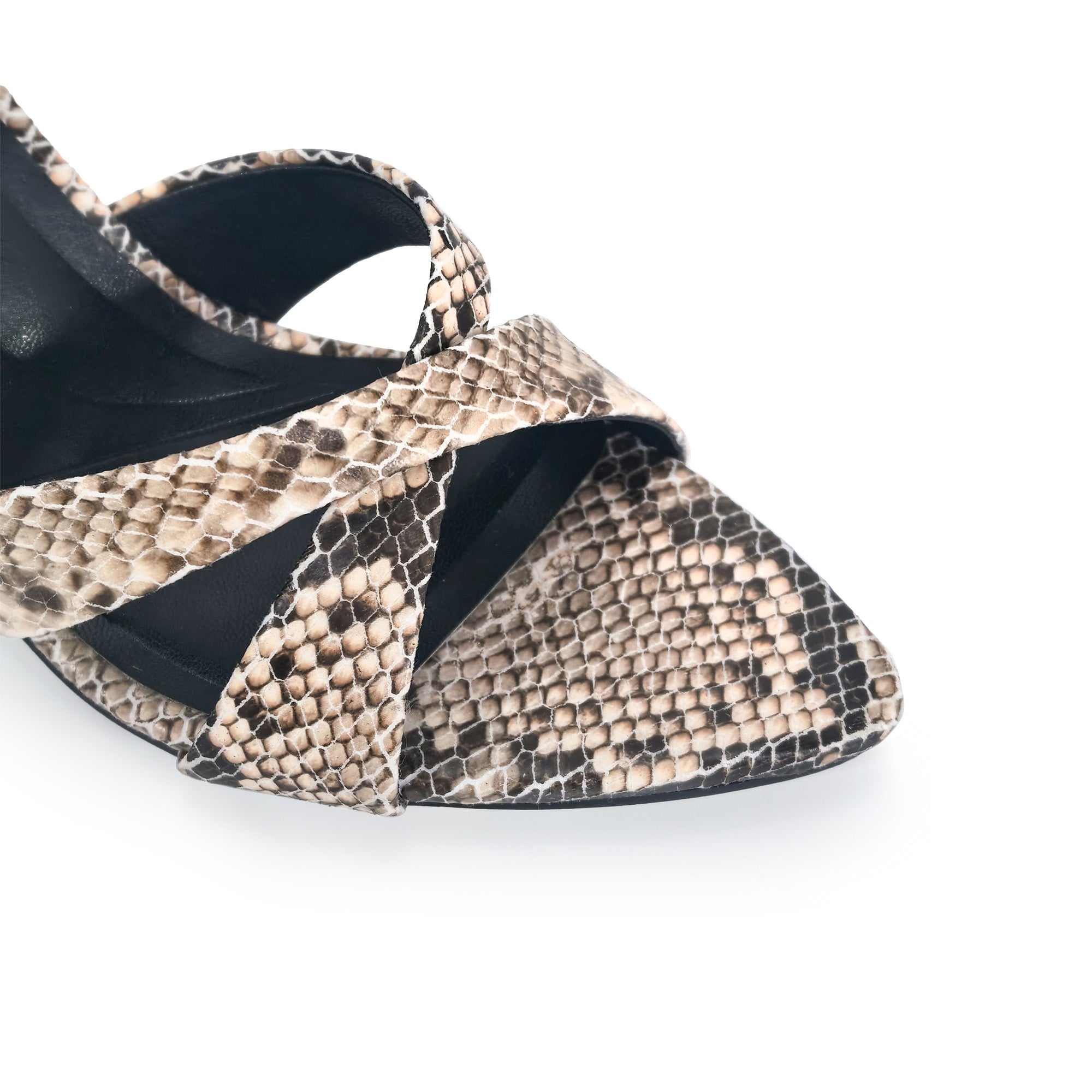 CYNTHIA-8 POINTY TOE CRISS-CROSS MULE HEEL SNAKE