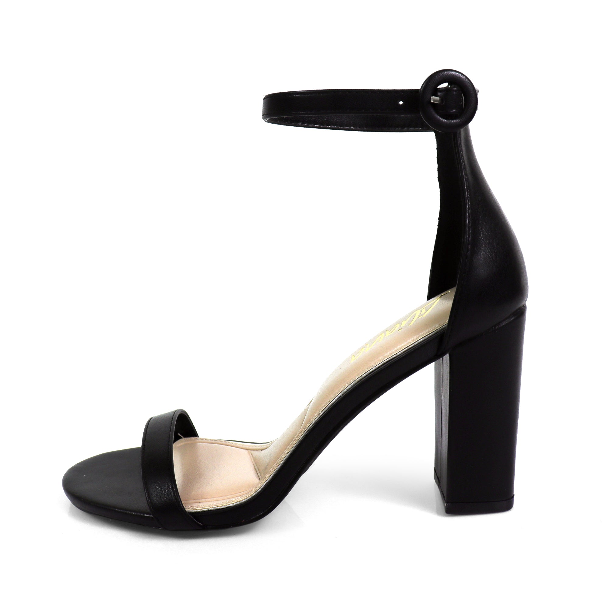 DANDELINE-1 PANTANT ANKLE STRAP W/ HEEL CHUNKY HEEL BLACK