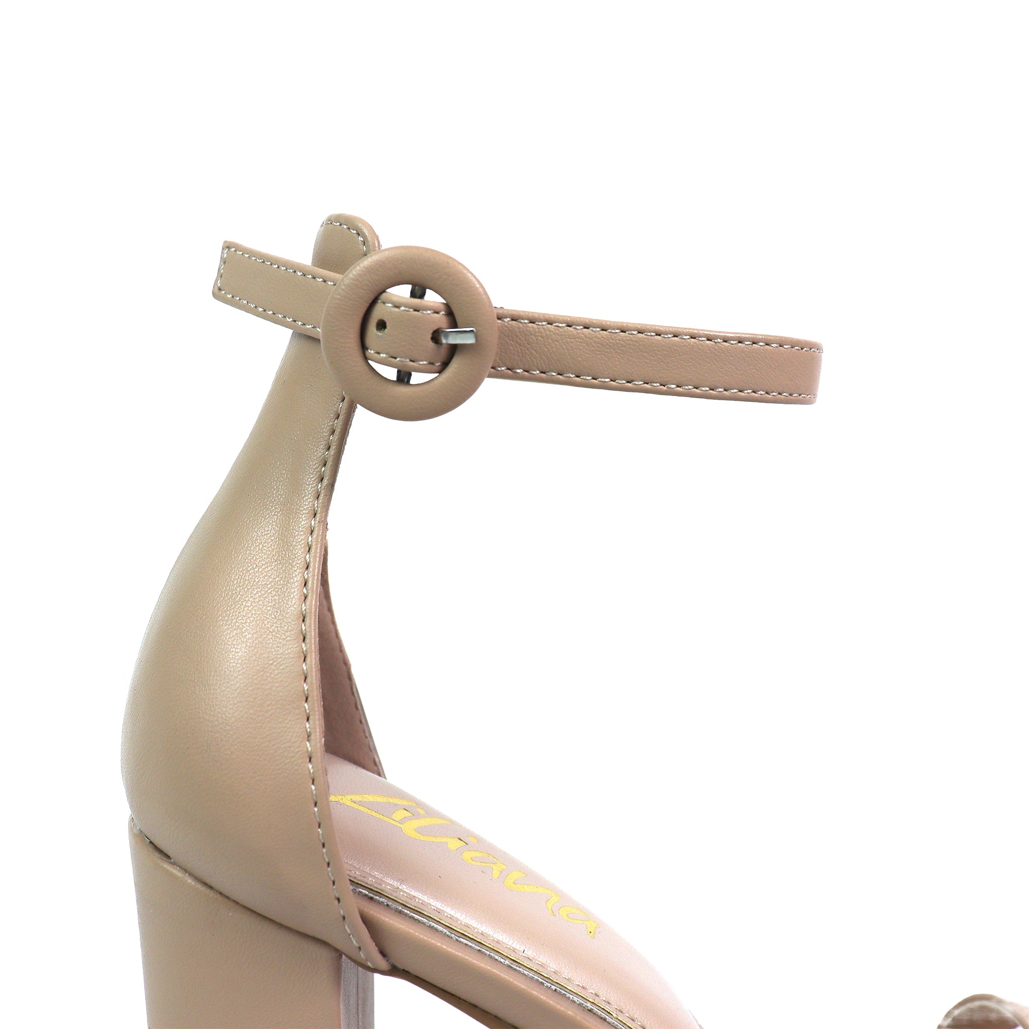 DANDELINE-1 PANTANT ANKLE STRAP W/ HEEL CHUNKY HEEL NUDE