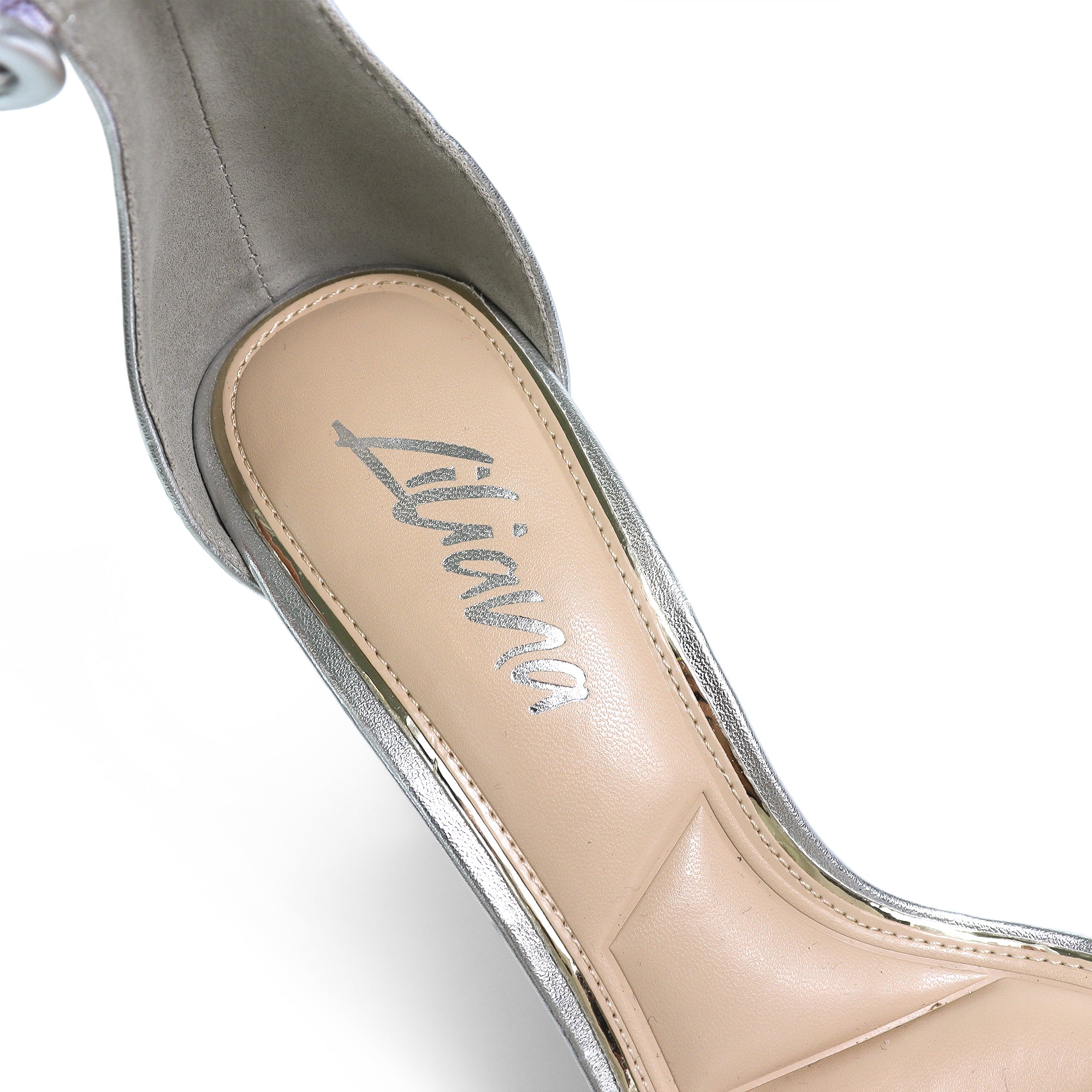 DANDELINE-1 PANTANT ANKLE STRAP W/ HEEL CHUNKY HEEL SILVER