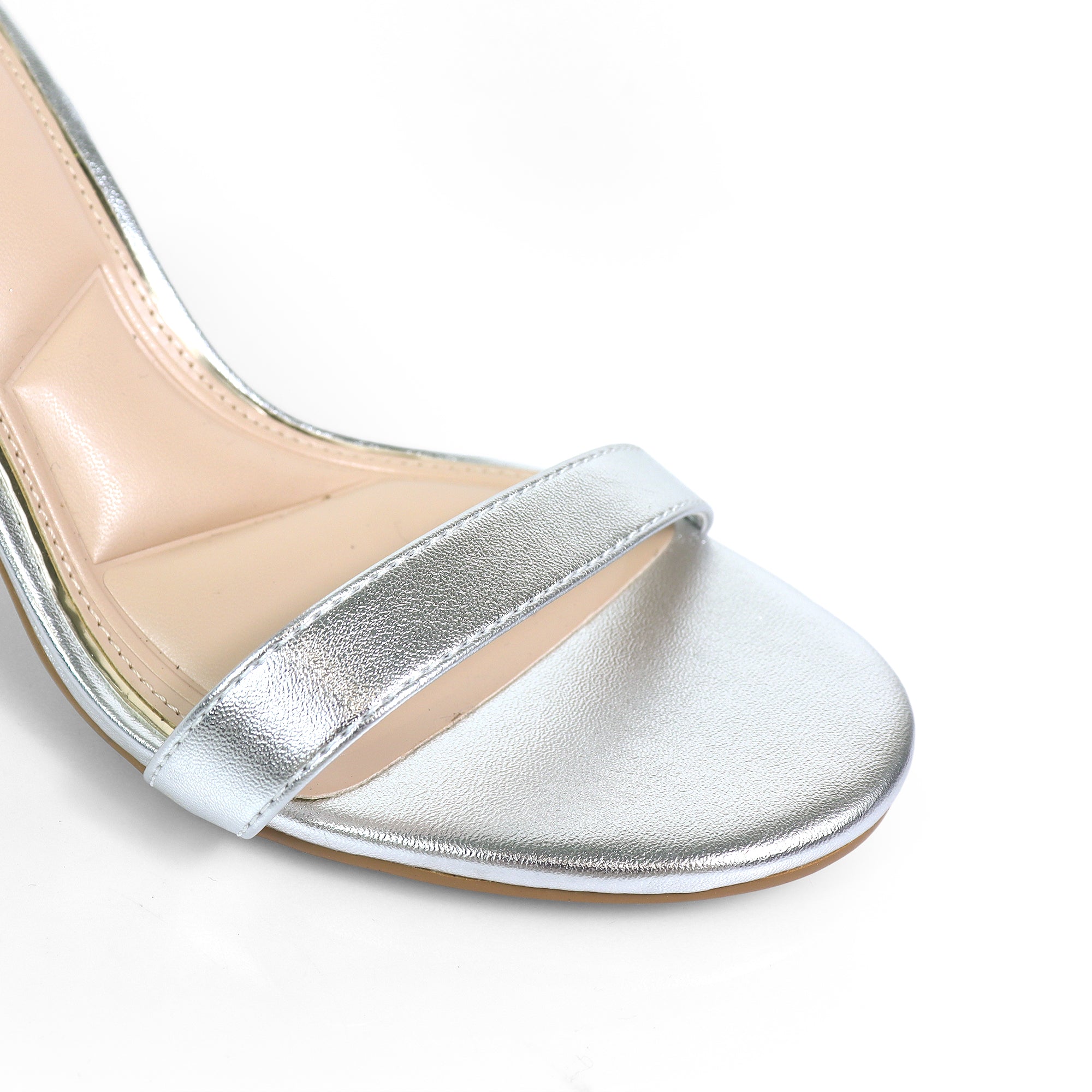 DANDELINE-1 PANTANT ANKLE STRAP W/ HEEL CHUNKY HEEL SILVER