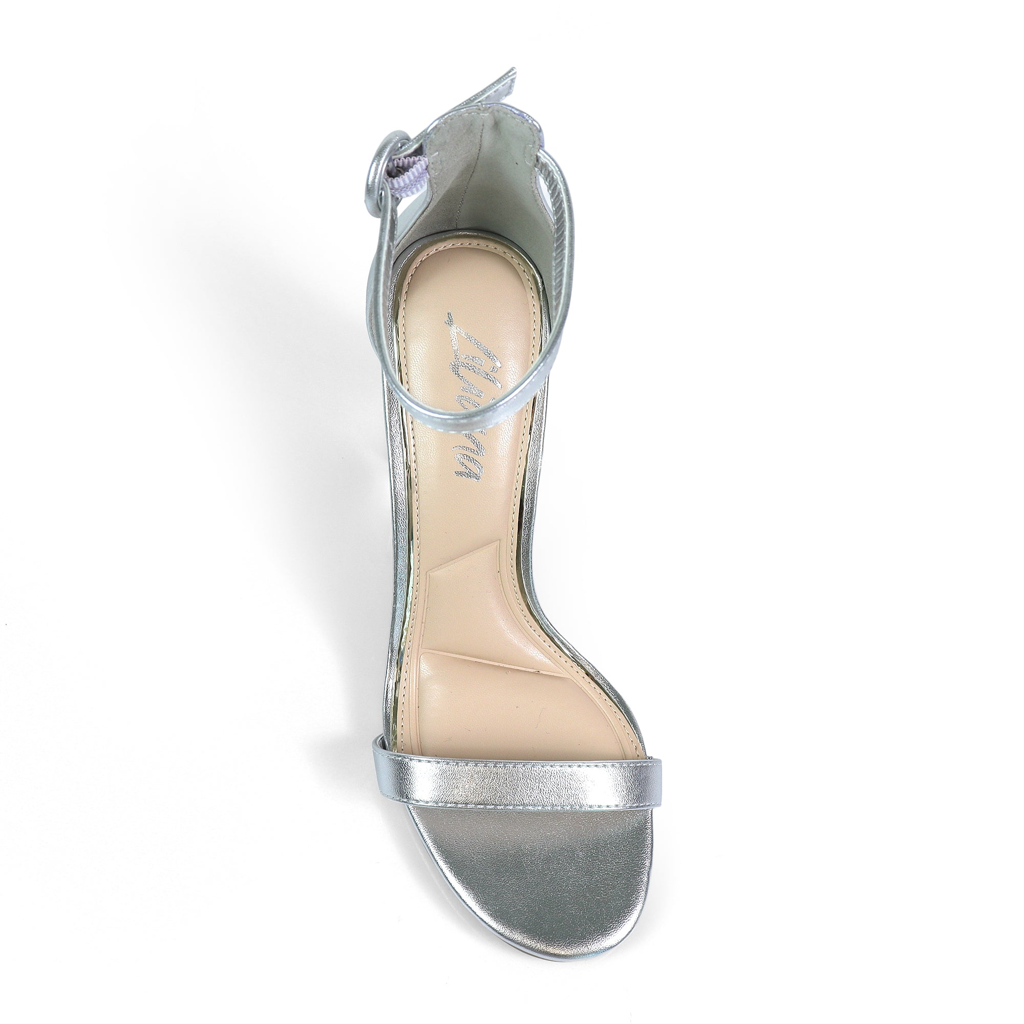 DANDELINE-1 PANTANT ANKLE STRAP W/ HEEL CHUNKY HEEL SILVER
