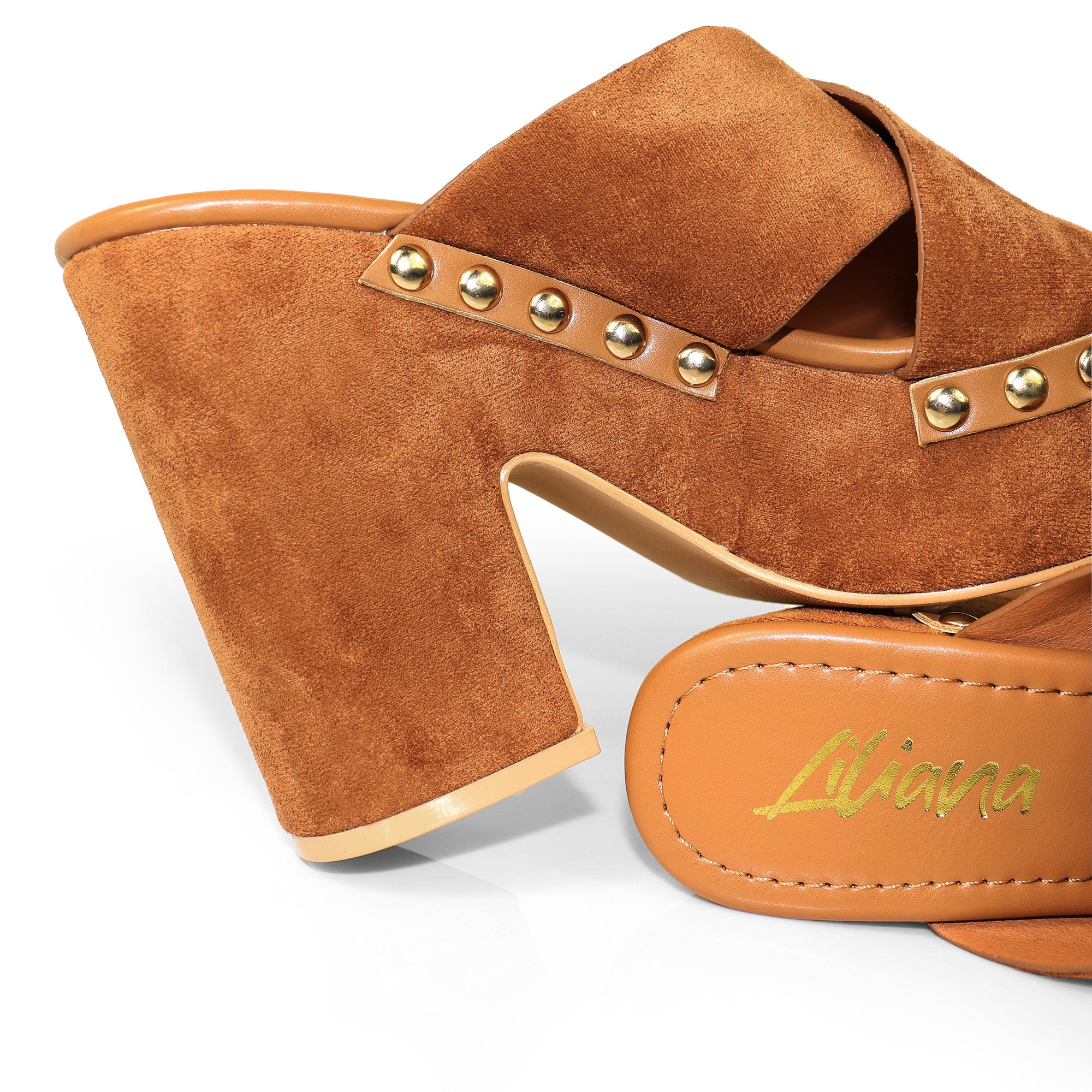 DANDY-2 CROSS STRAP MULE W/ PLATFORM HEEL TAN