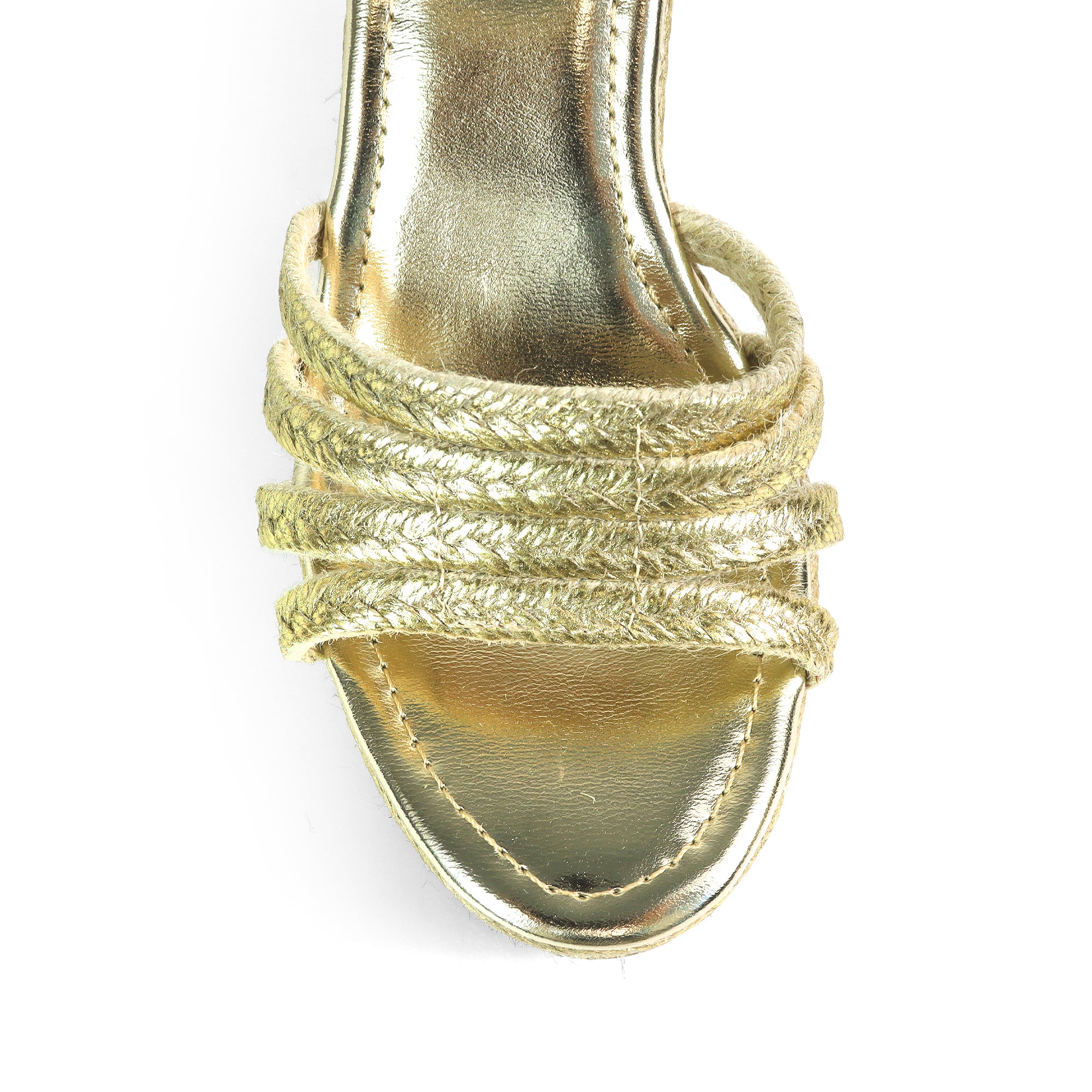 DANDY-8 ANKLE STRAP W/ ESPADRILLE PLATFORM HEEL GOLD