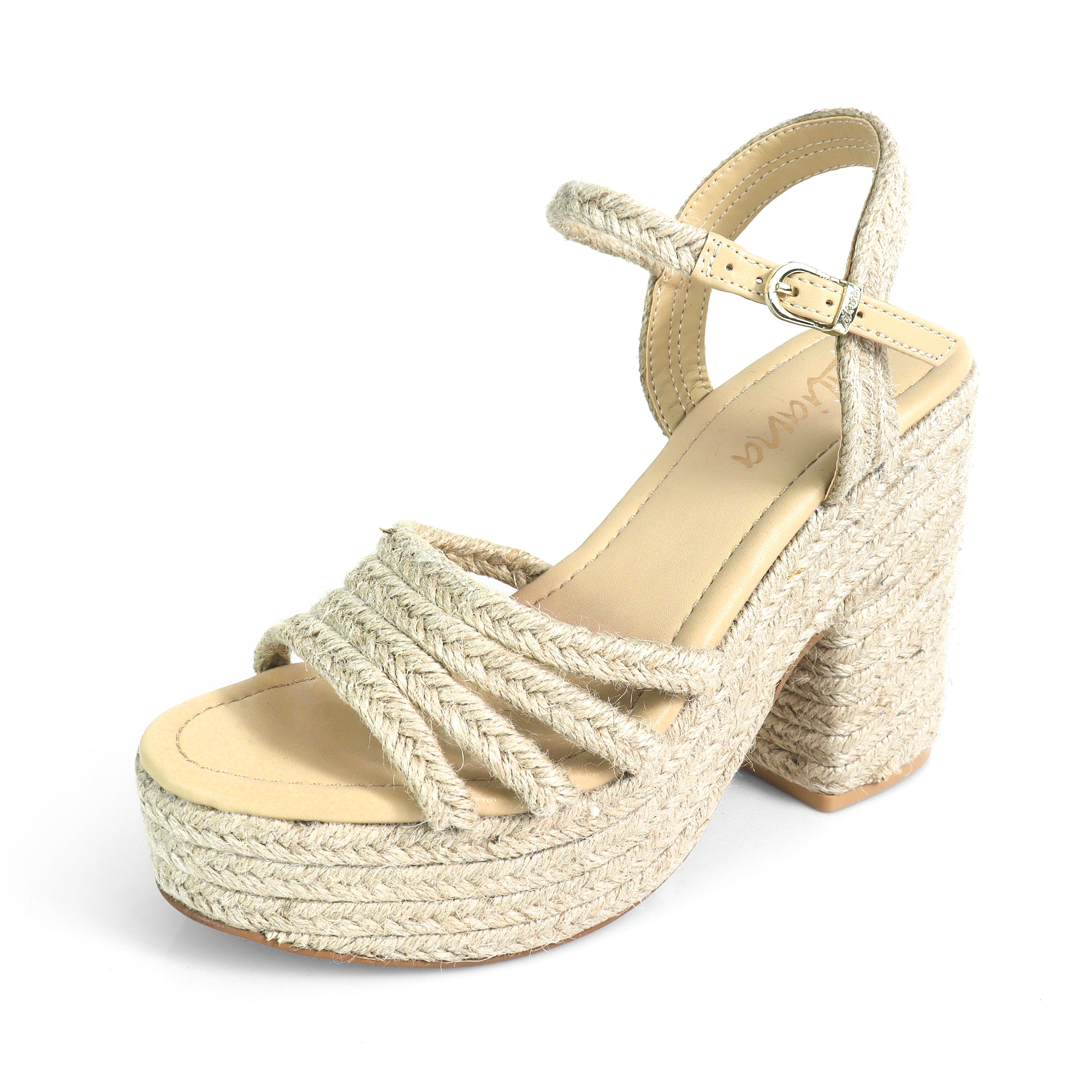 DANDY-8 ANKLE STRAP W/ ESPADRILLE PLATFORM HEEL NATURAL