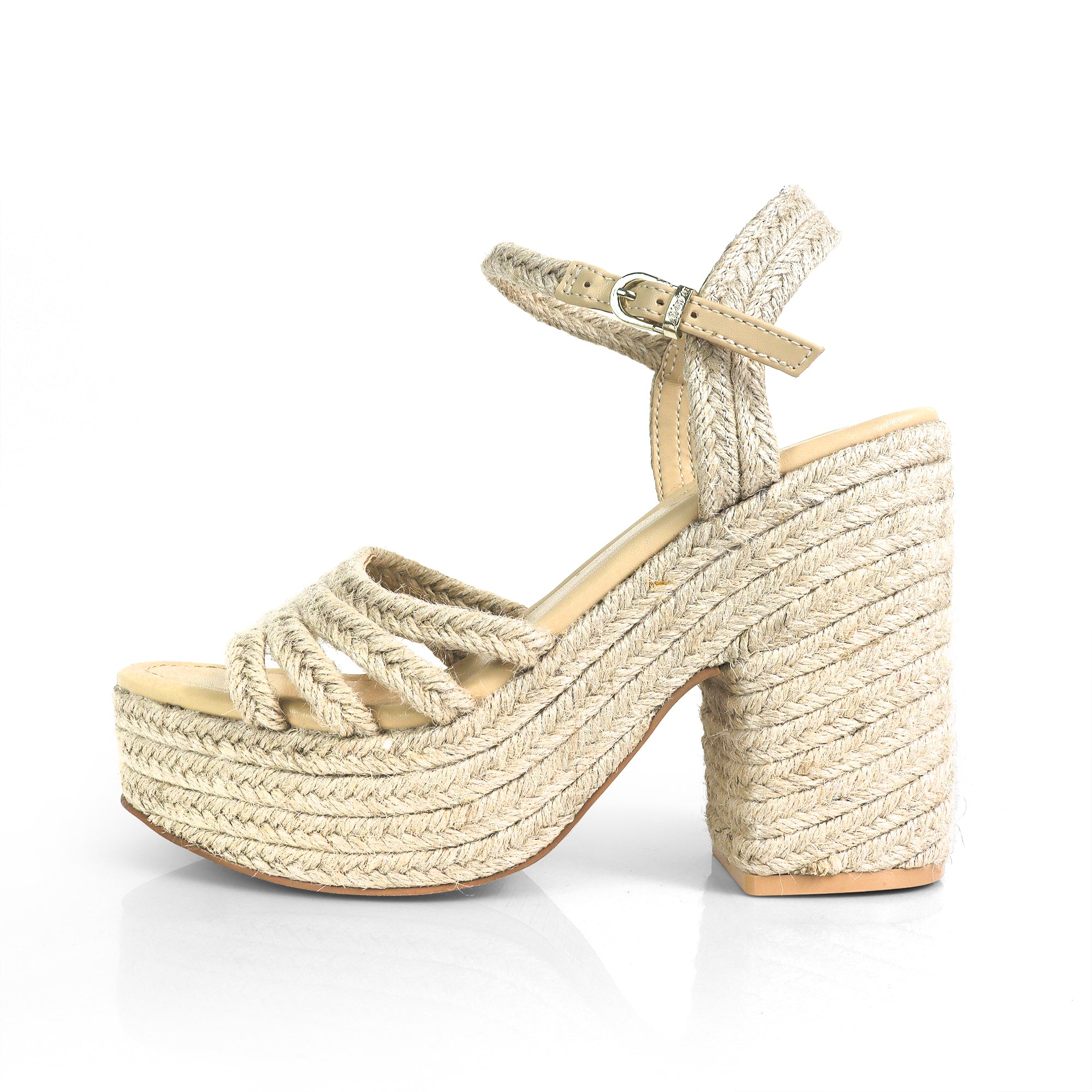 DANDY-8 ANKLE STRAP W/ ESPADRILLE PLATFORM HEEL NATURAL