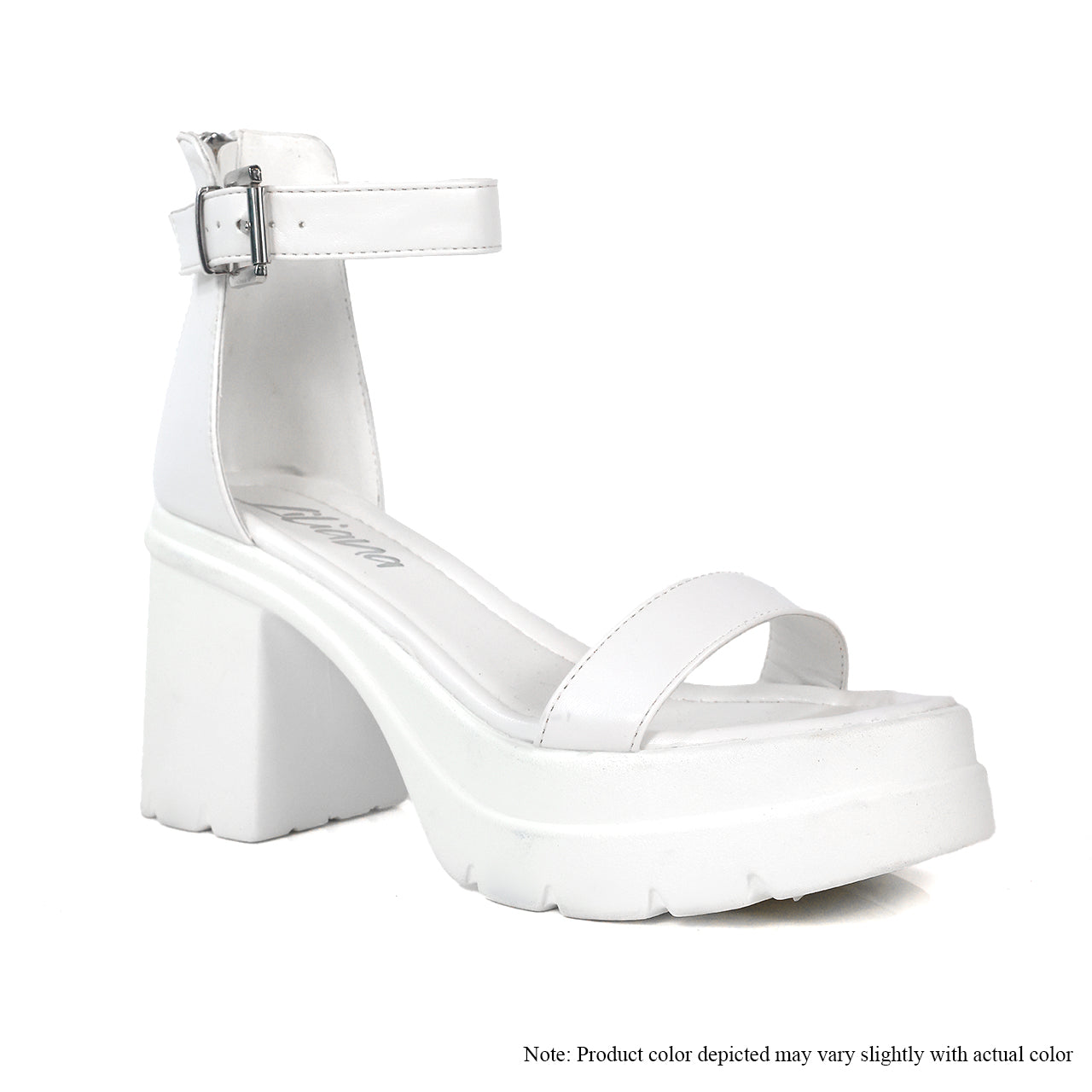 DEANA-1 STRAP PLATFORM W/ CHUCKY HEEL - WHITE